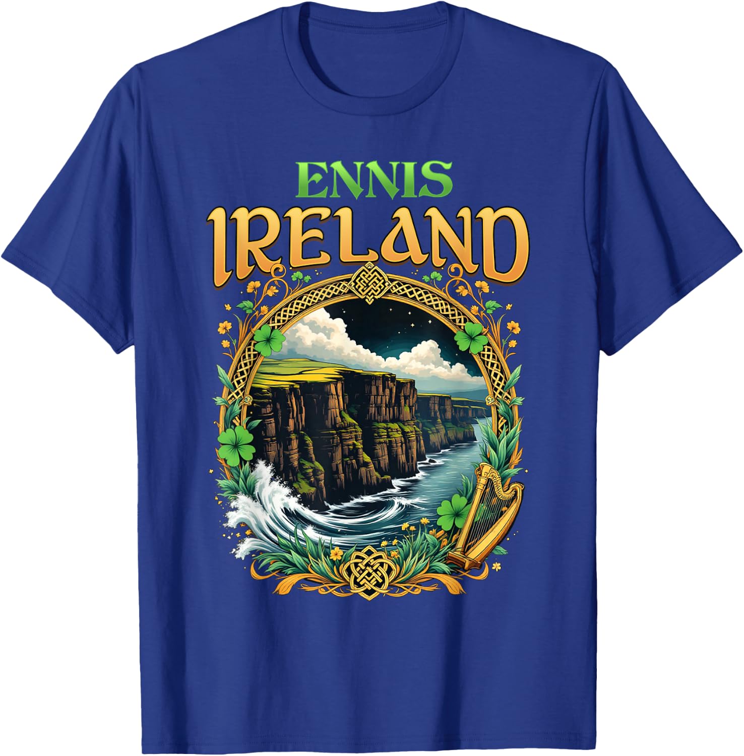 Ennis Ireland Souvenir Sea Cliffs Ennis Vacation Travel T-Shirt - T-Shirt | Royal