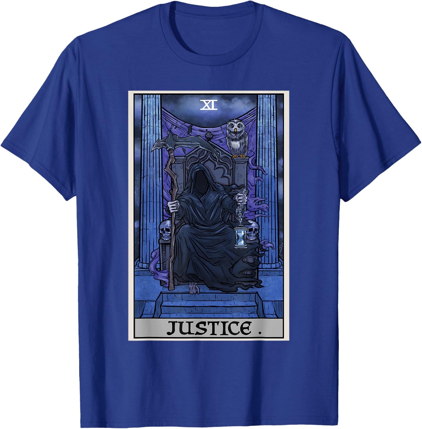 Justice Tarot Card Grim Reaper Halloween Gothic Witch Horror T-Shirt - T-Shirt | Royal