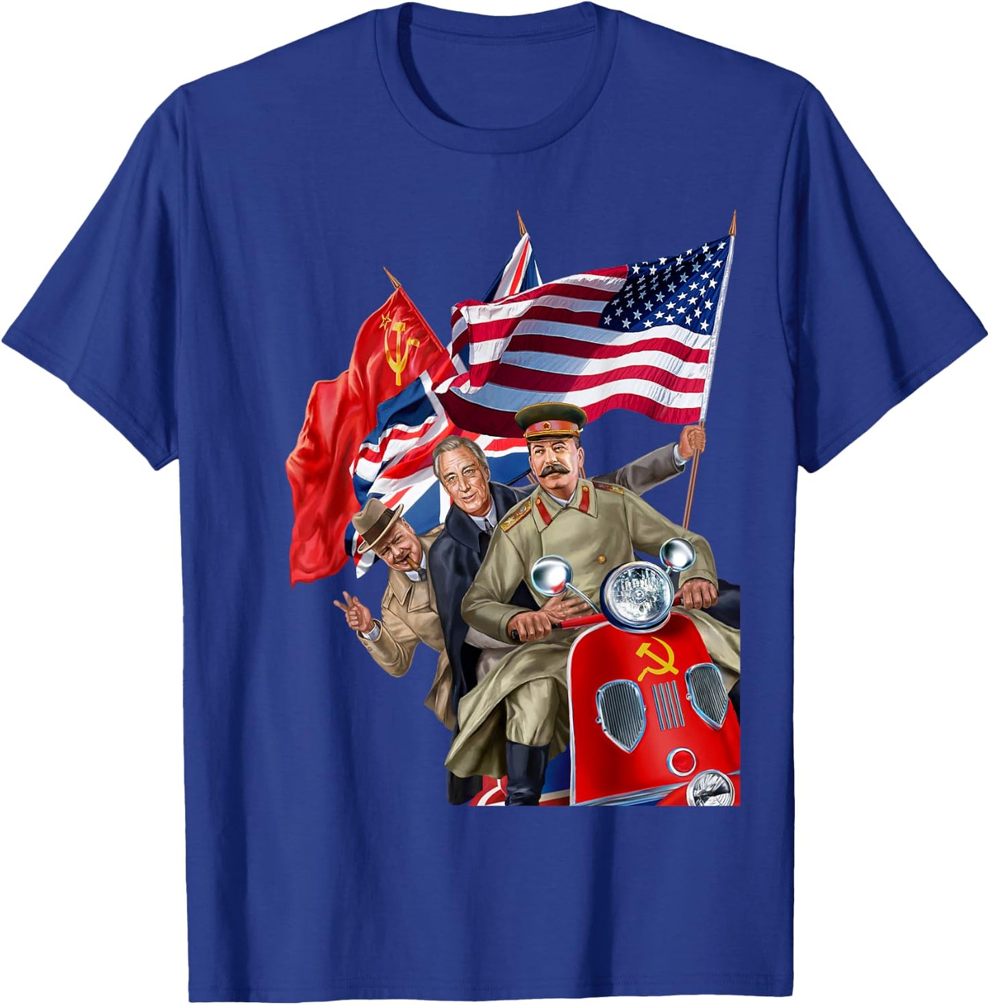 Stalin, Roosevelt, Churchill on Soviet Union Scooter T-Shirt - T-Shirt | Royal
