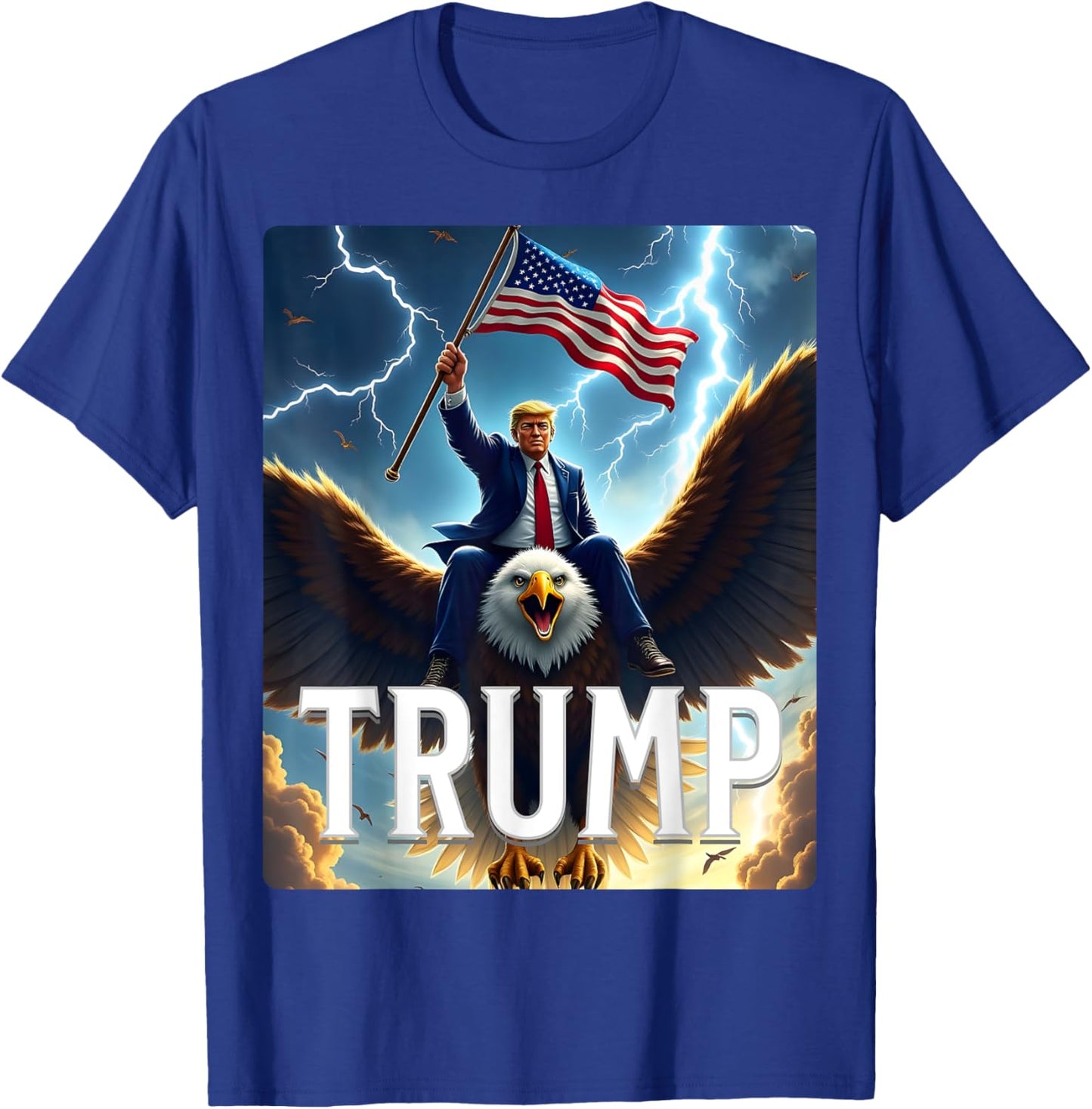 Zenzo's Atomic Political Designs President Trump Eagle Patriotic - Black, Small, -Adults, Conservative Trump Supporters, Short Sleeve T-Shirt - T-Shirt | Royal