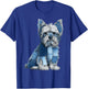 Funny Yorkshire Terrier Blue Denim Patchwork Graphic Animal T-Shirt - T-Shirt | Royal