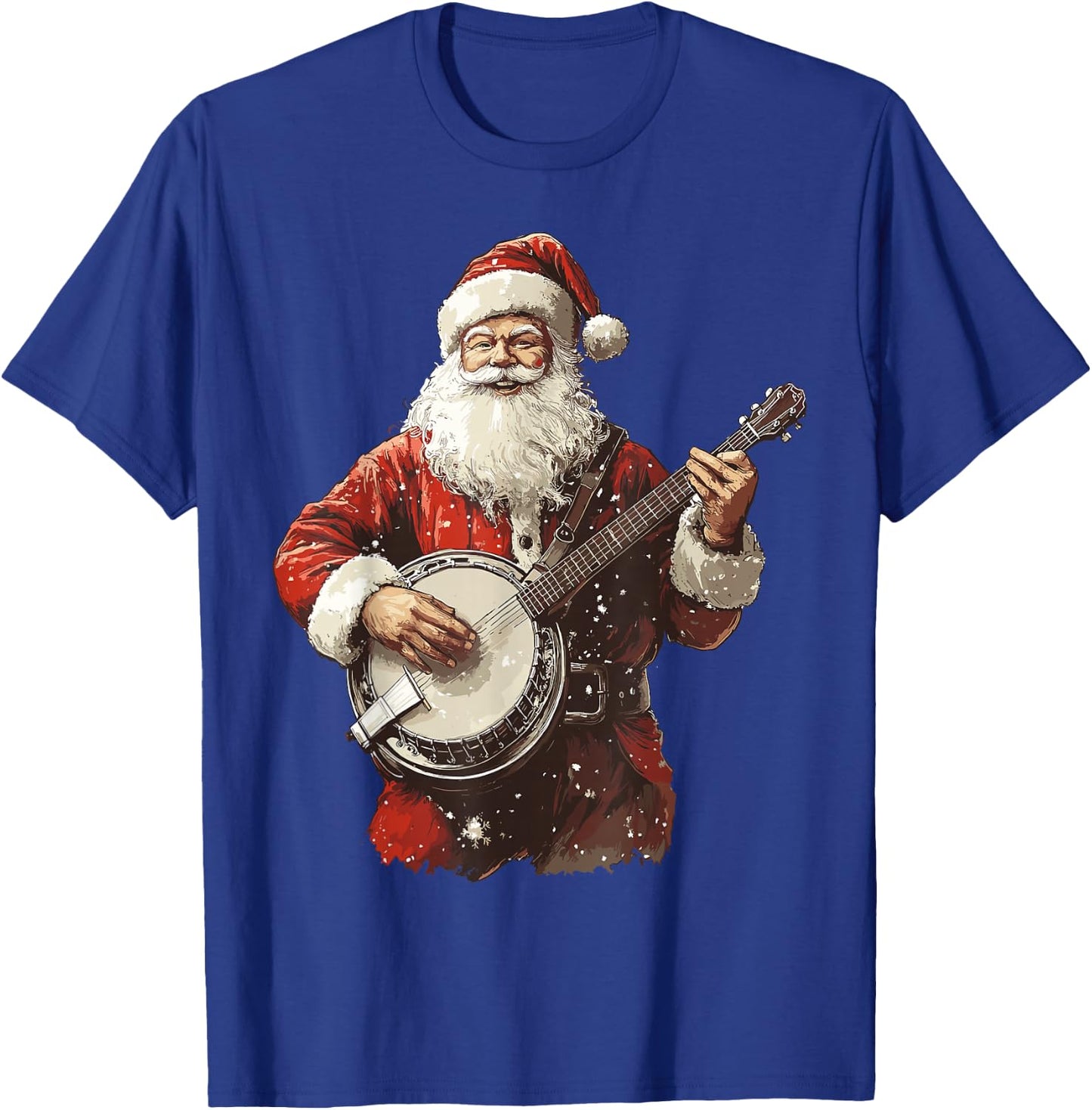 Santa Playing Banjo Funny Bluegrass Banjo Player Christmas T-Shirt - T-Shirt | Royal