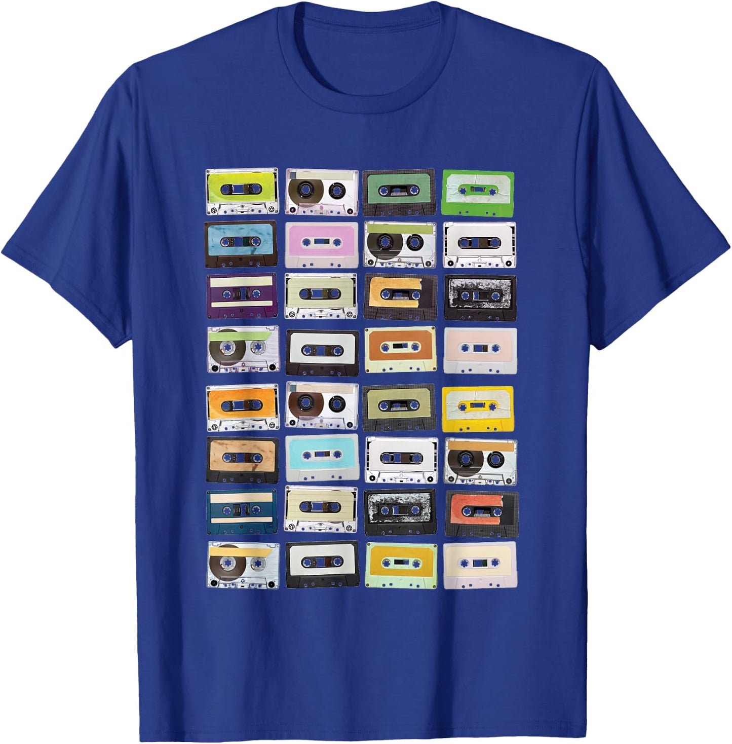 Cassette Tapes Mixtapes 1980s Radio Music Graphic Print Small T-Shirt - T-Shirt | Royal