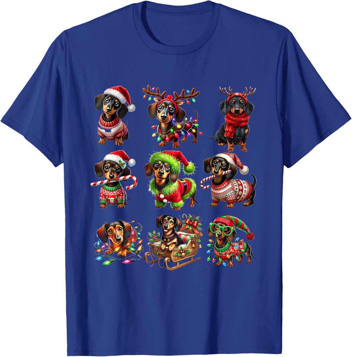 Dachshund Dogs Christmas Merry Woofmas Xmas For Dog Lover Men Women Kids T-Shirt - T-Shirt | Royal