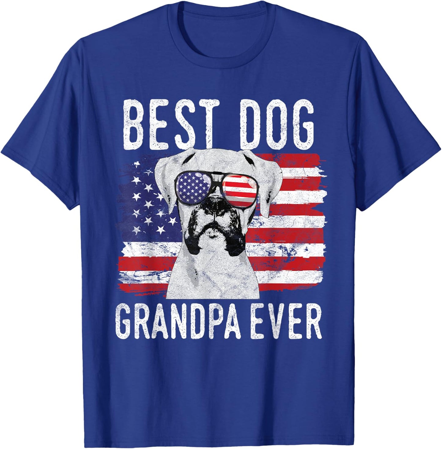 American Flag Best Dog Grandpa Ever Boxer USA Men T-Shirt - T-Shirt | Royal