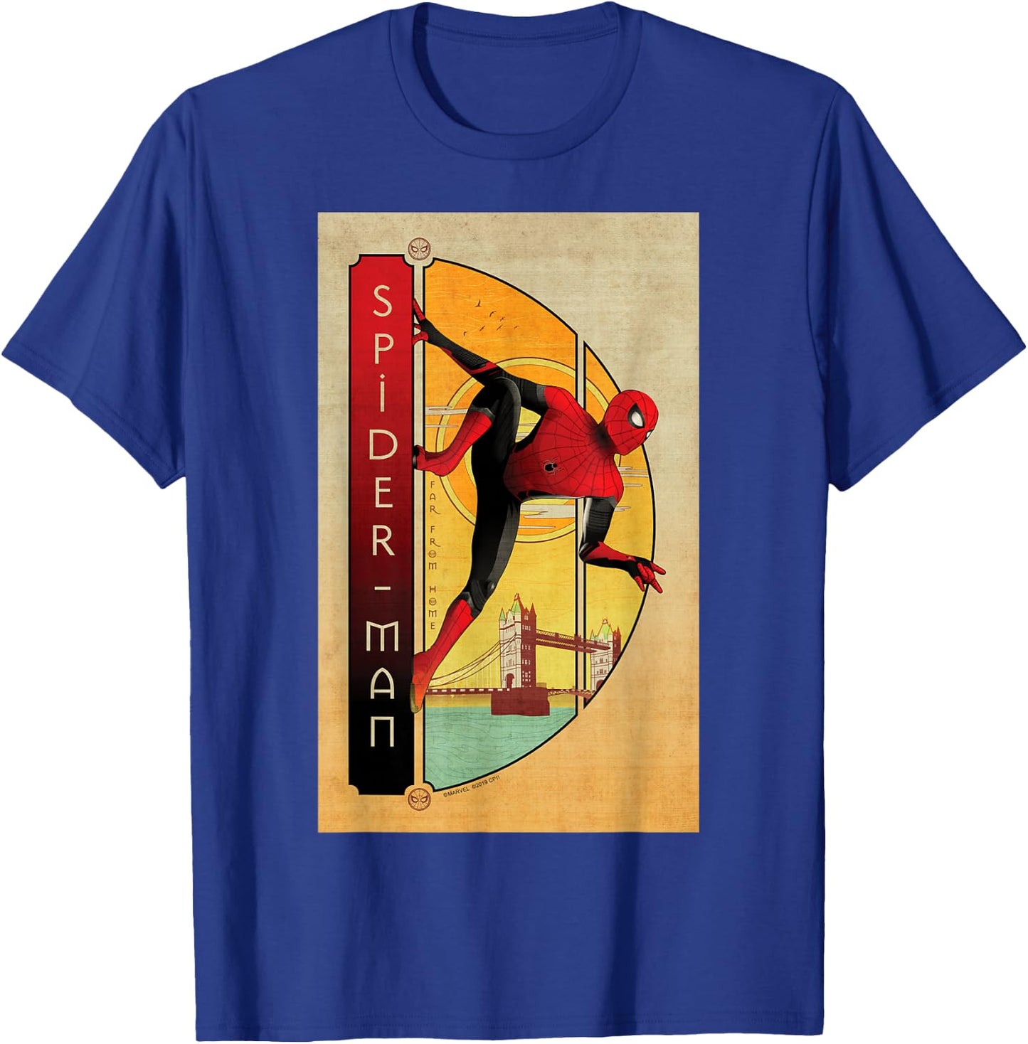 Marvel Spider-Man Far from Home Spider-Man Vintage Poster Small T-Shirt - T-Shirt | Royal