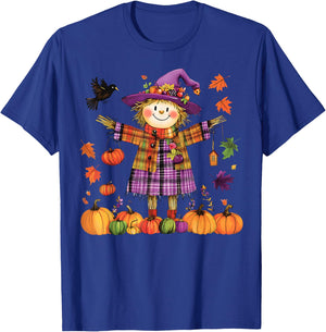 Scarecrow Happy Fall Y'all Pumpkin Thanksgiving Halloween T-Shirt - T-Shirt | Royal