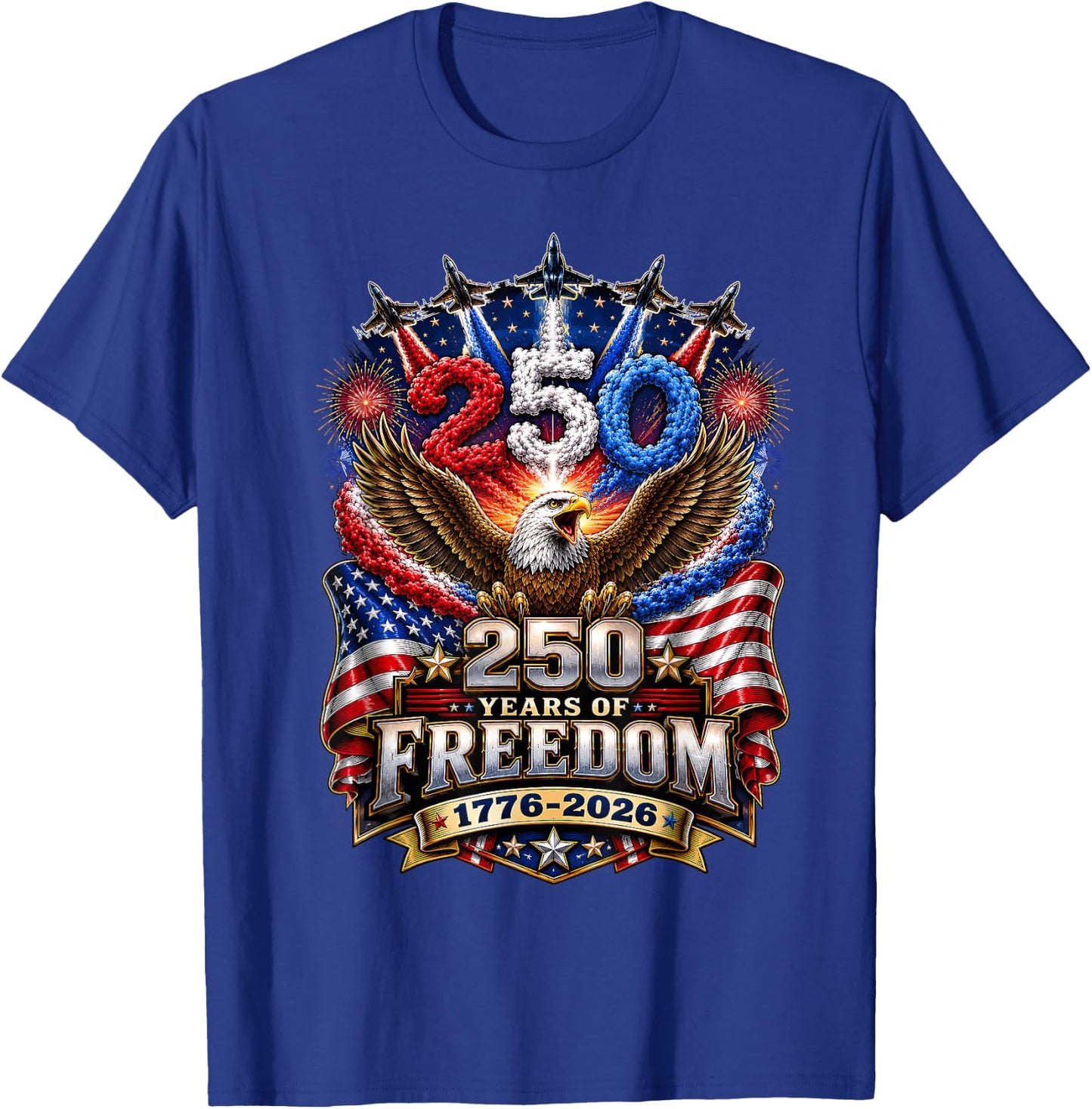 1776-2026 Patriotic Eagle America 250 Years 4th of July T-Shirt - T-Shirt | Royal