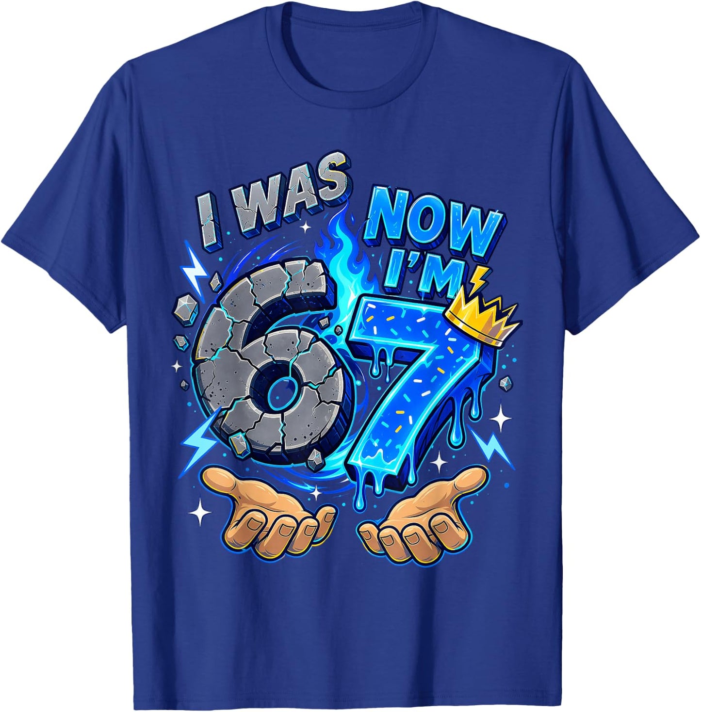 I was 6 Now I'm 7 Year Old 7th Birthday 6 7 Boys Kids T-Shirt - T-Shirt | Royal