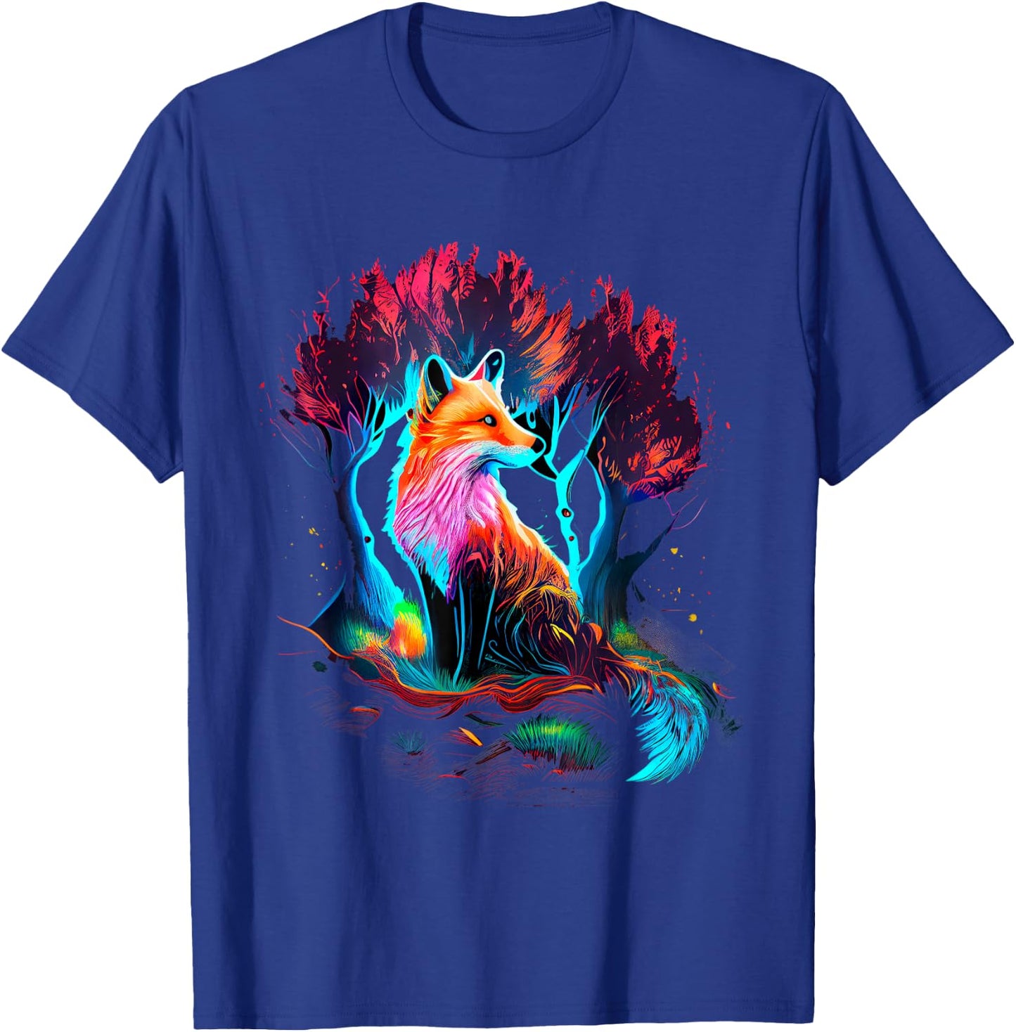 Vibrant Fox Among Colorful Forest Trees T-Shirt - T-Shirt | Royal