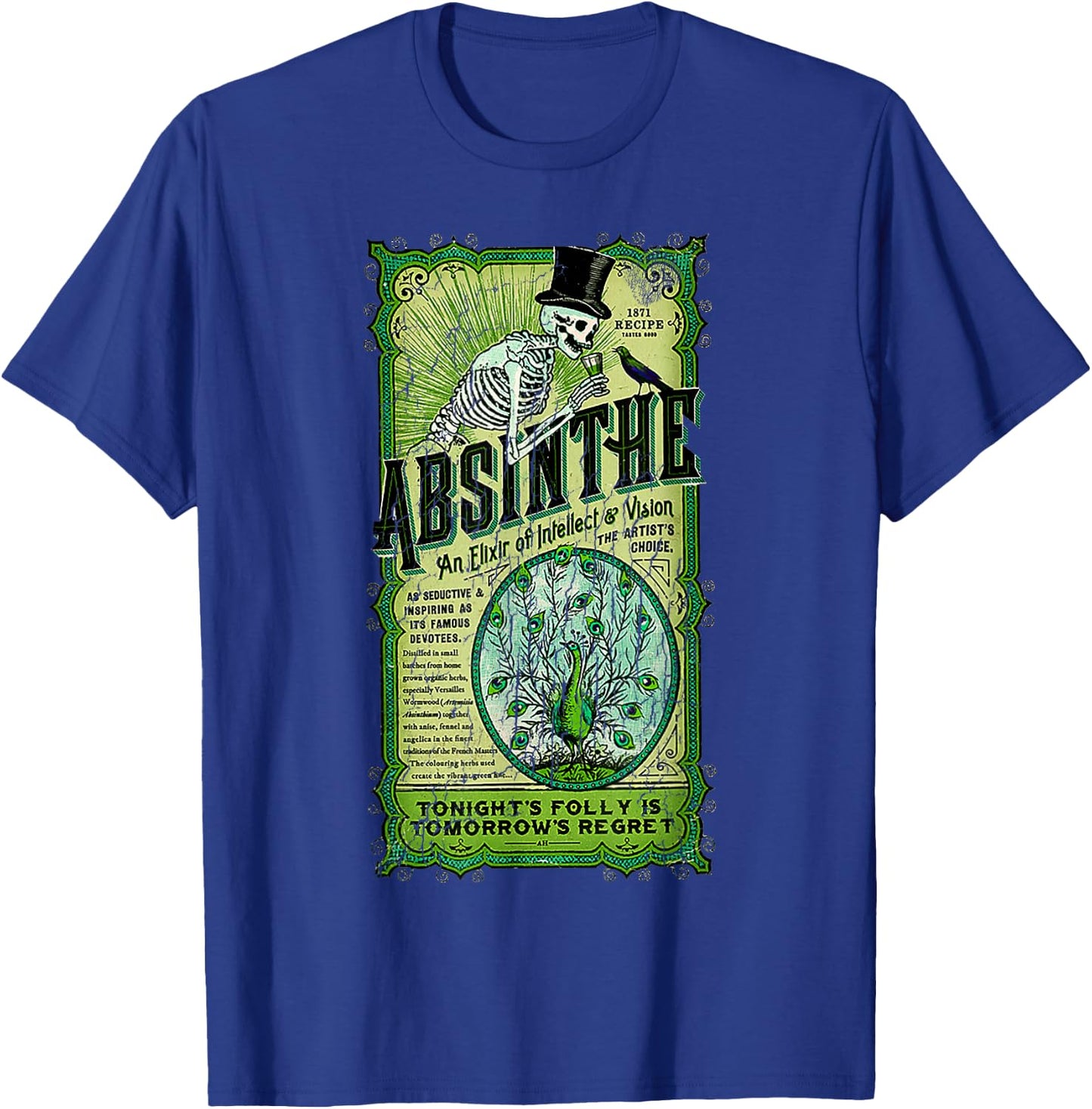 Absinthe an Elixir of Intellect and Vision Vintage T-Shirt - T-Shirt | Royal