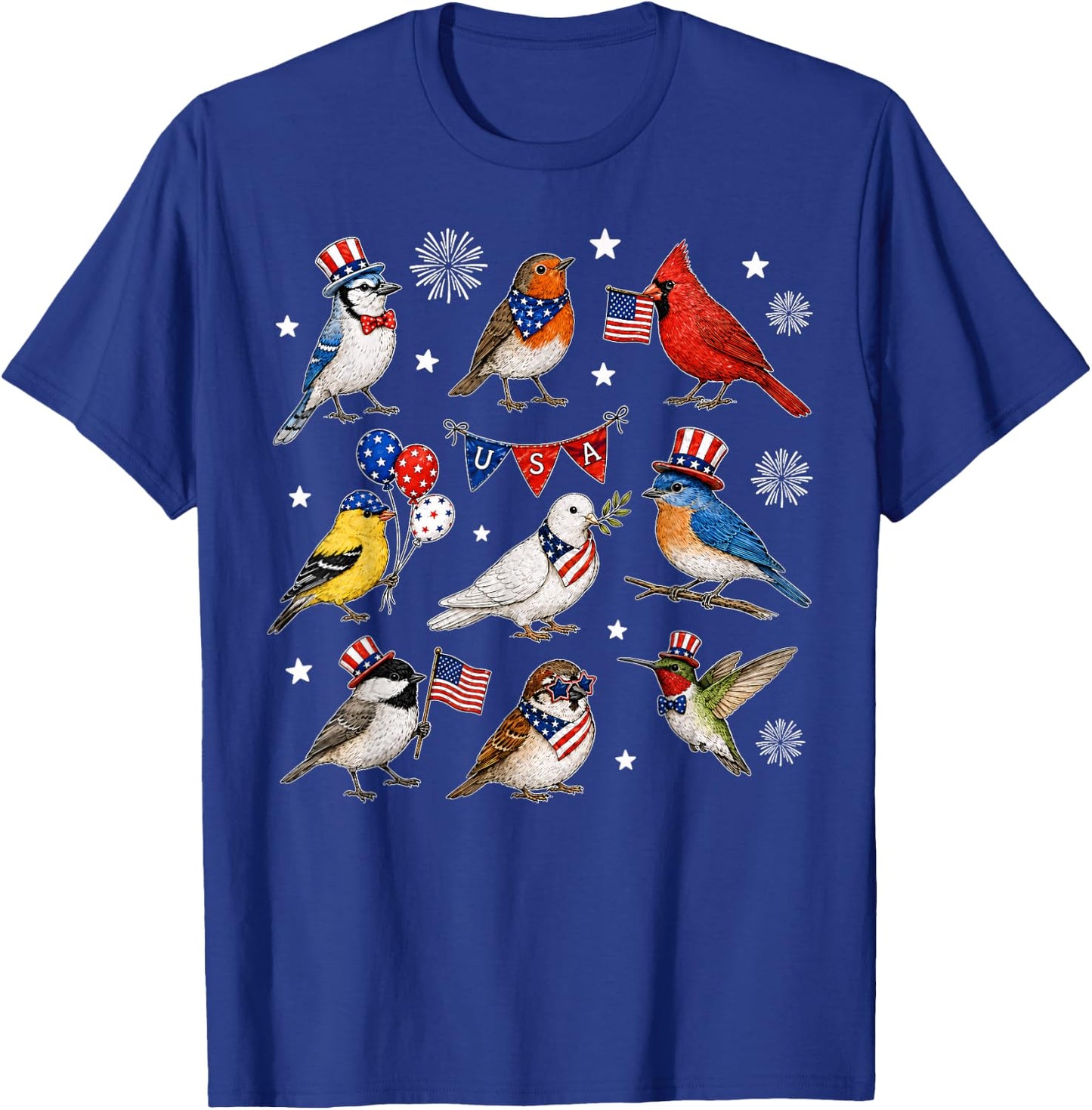 USA 250th Anniversary Bird Patriotic American Bird 4th July T-Shirt - T-Shirt | Royal