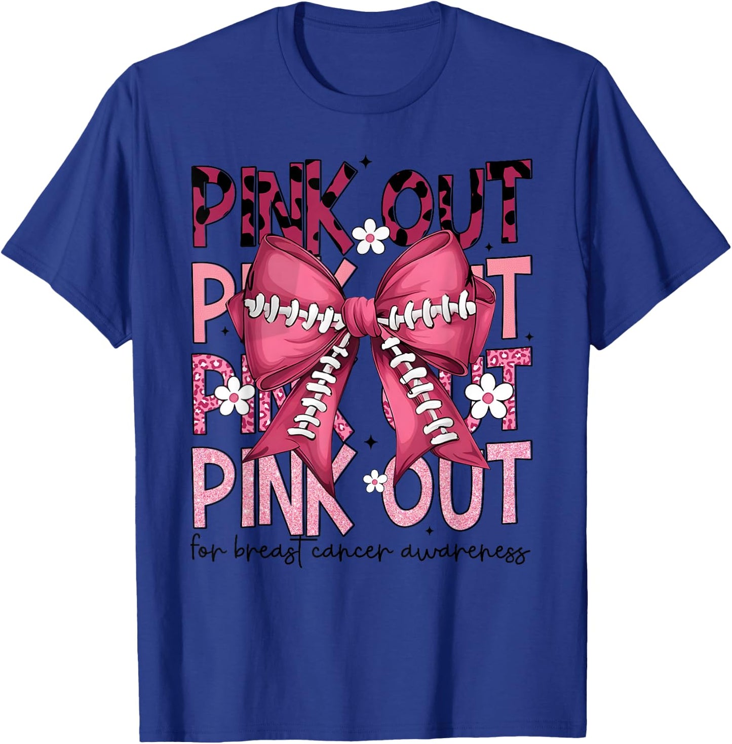 Funny Pink Out Breast Cancer Game Day Support Squad Football T-Shirt - T-Shirt | Royal