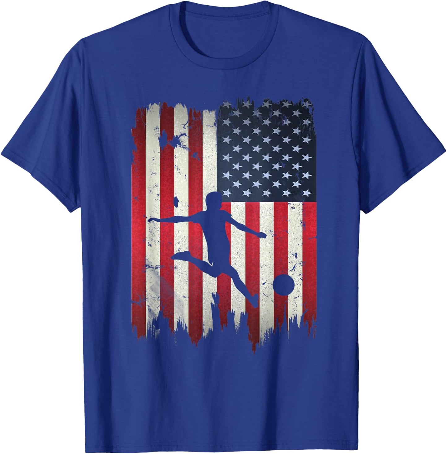 Soccer USA American Flag 4th of July Patriotic Sports T-Shirt - T-Shirt | Royal