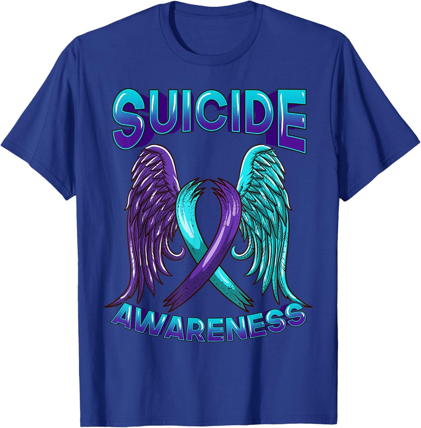 Suicide Awareness Ribbon With Wings Suicide Survivor T-Shirt - T-Shirt | Royal