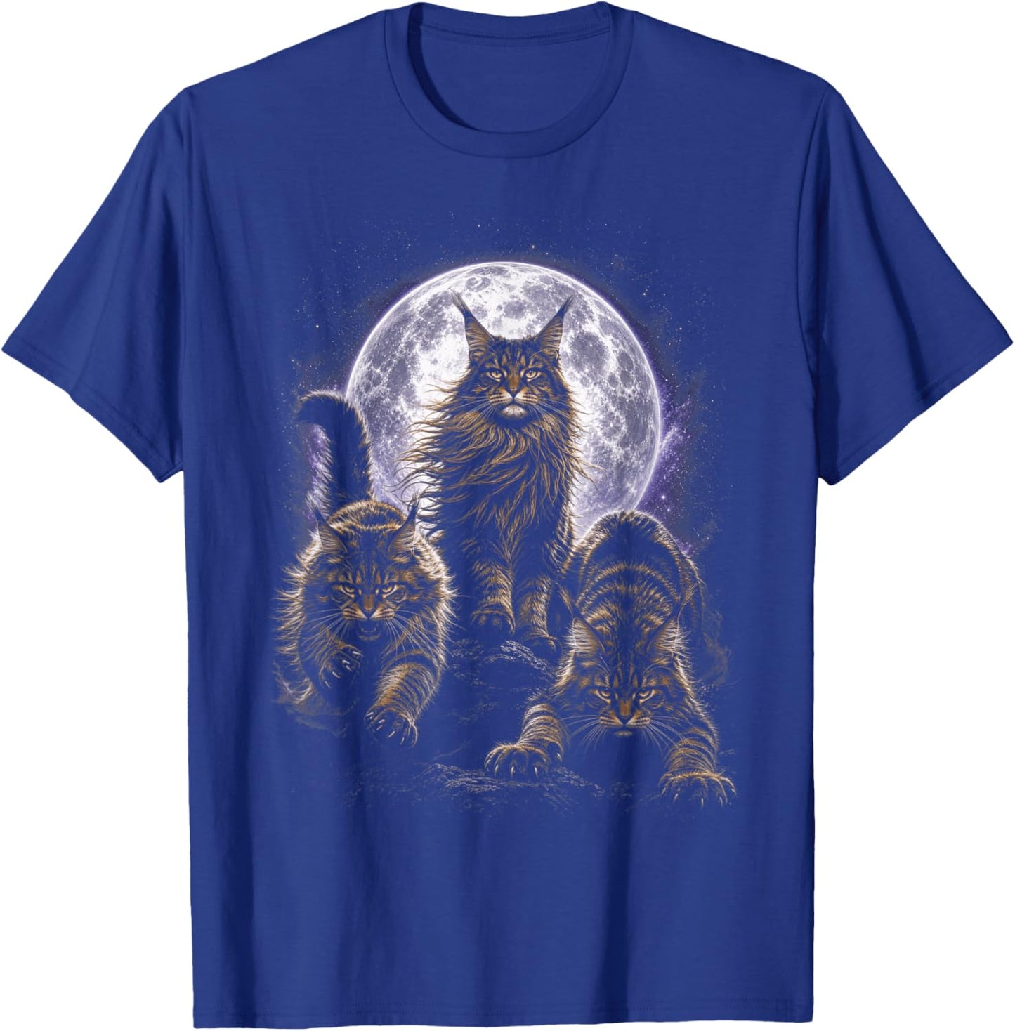 Wild Cats Maine Coon Full Moon Celestial Feline Lover T-Shirt - T-Shirt | Royal