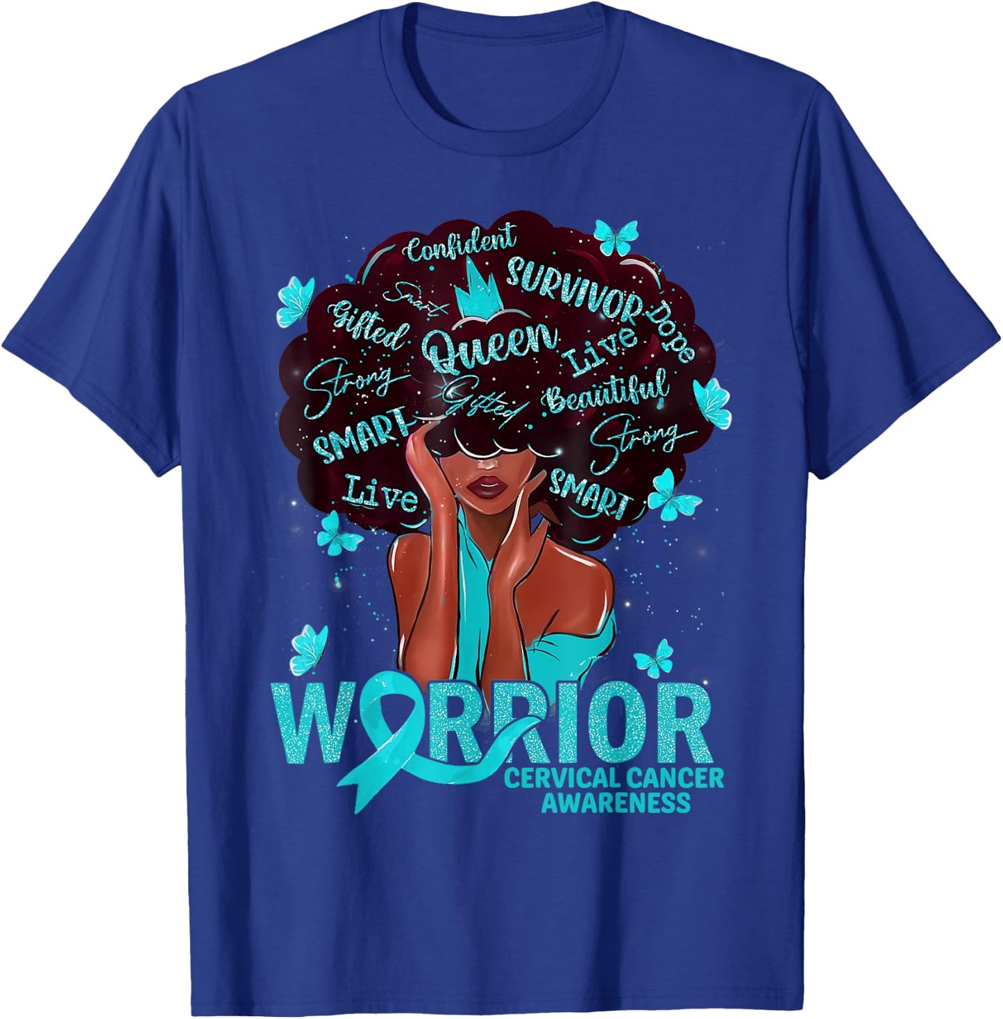 American African Black Women Queen Cervical Cancer Warrior T-Shirt - T-Shirt | Royal