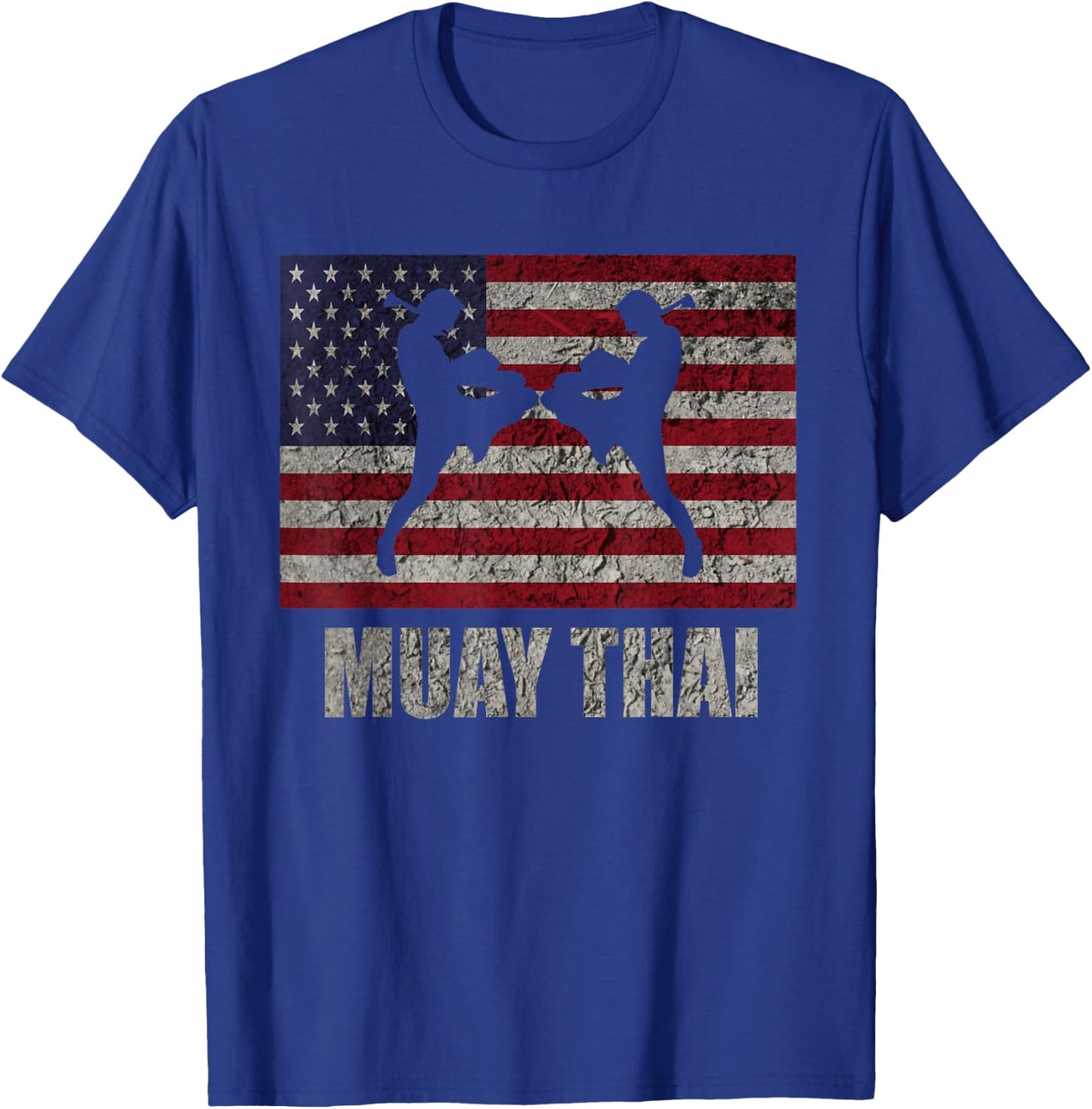 Muay Thai Kickboxing American Flag MMA Vintage T-Shirt - T-Shirt | Royal