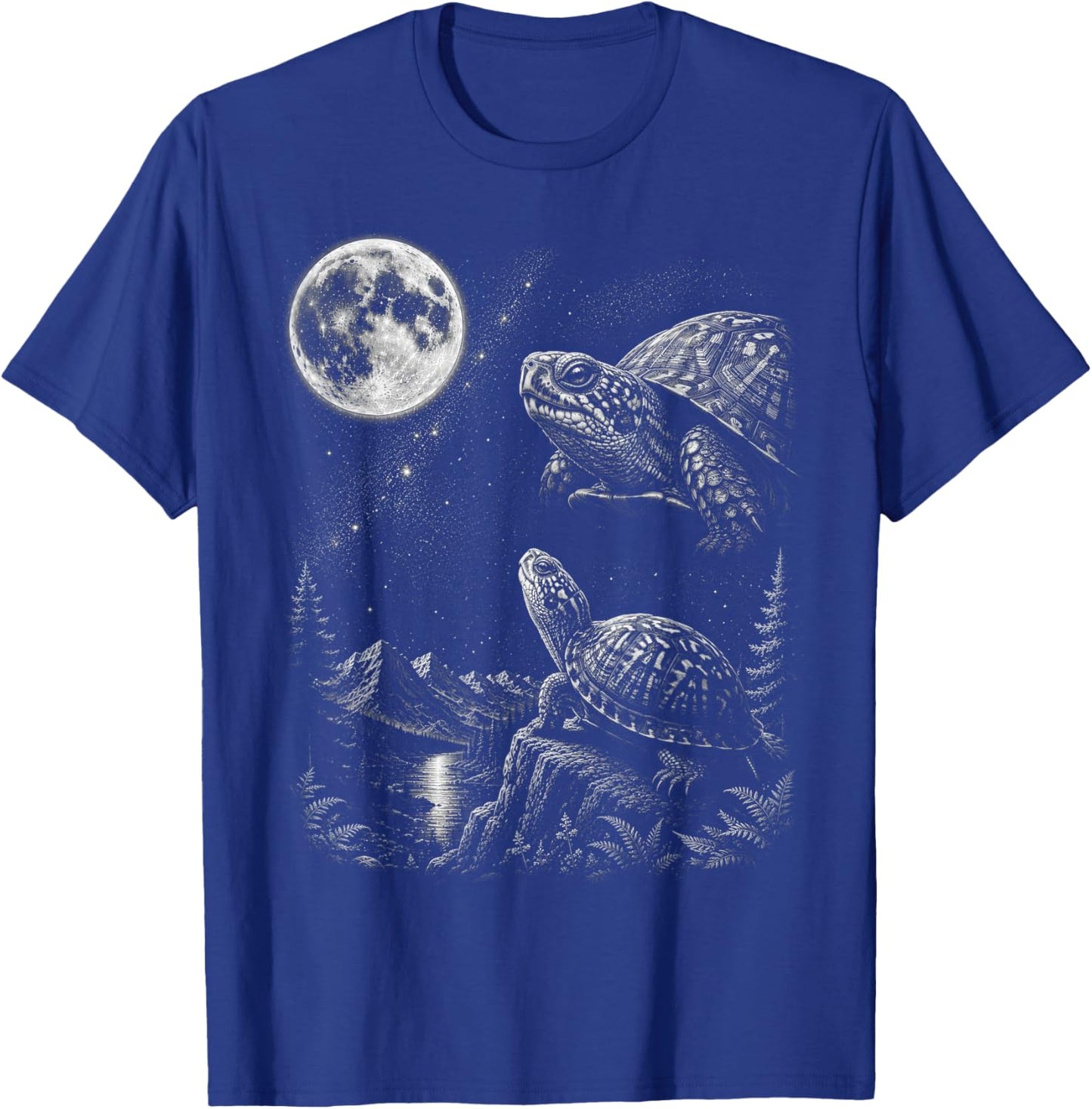 Eastern Box Turtle Howling to the Moon 90's Retro T-Shirt - T-Shirt | Royal