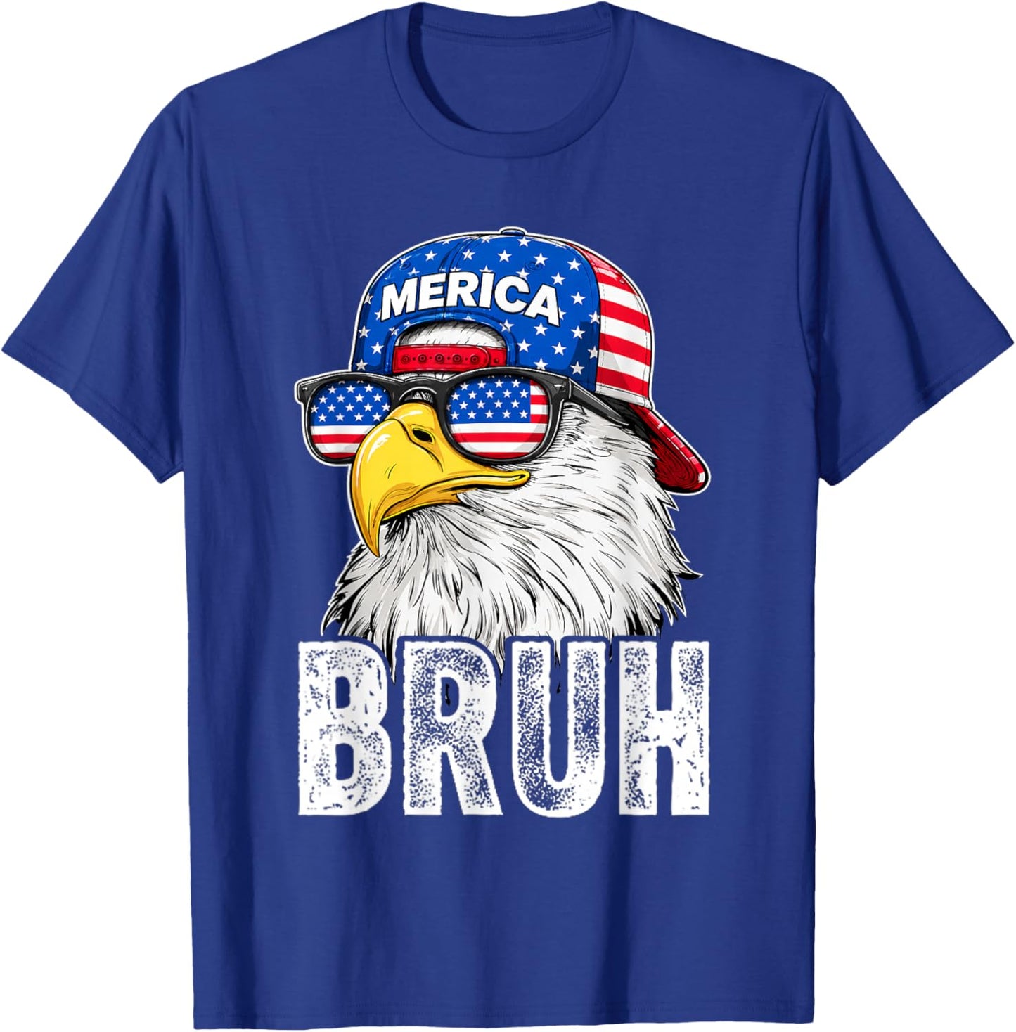 Bruh Bald Eagle Sunglasses American 4th of July Funny Merica T-Shirt - T-Shirt | Royal