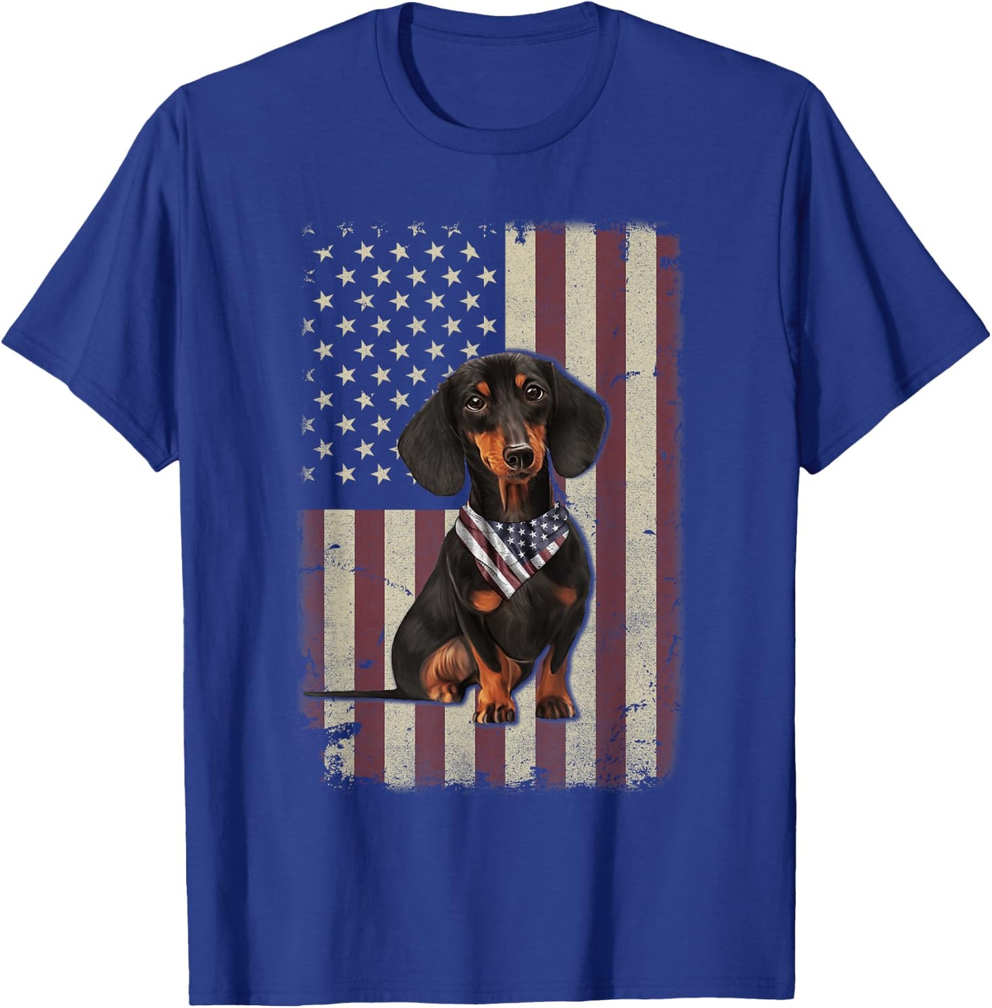 Dachshund American Flag Bandana 4th of July Gifts T-Shirt - T-Shirt | Royal