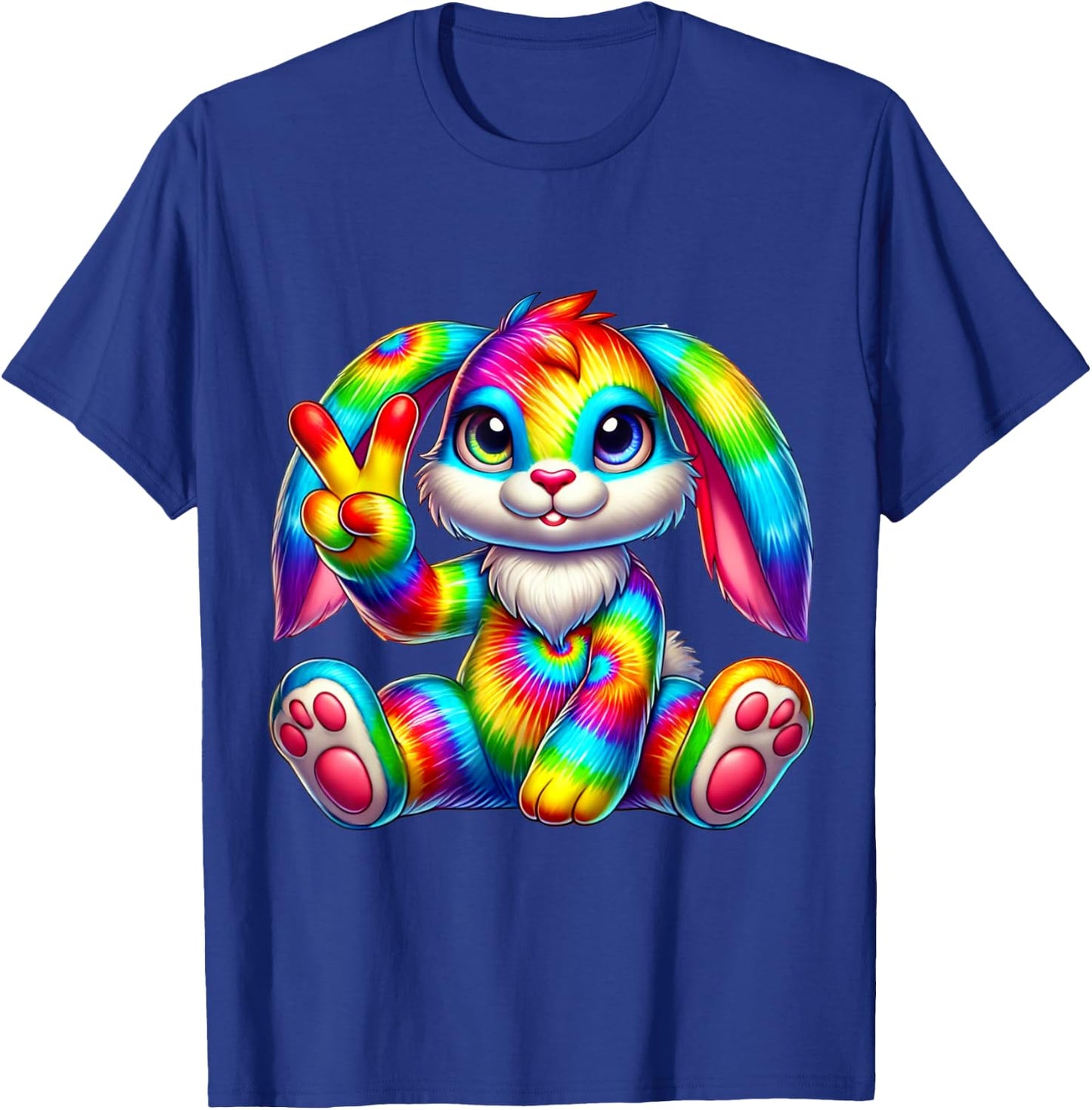Tie-Dye rabbit bunny Peace Sign Hippie T-Shirt - T-Shirt | Royal