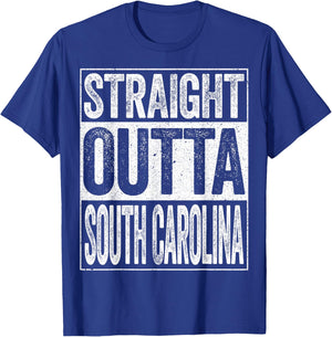 Straight Outta South Carolina Shirt Men Women Kids SC State T-Shirt - T-Shirt | Royal