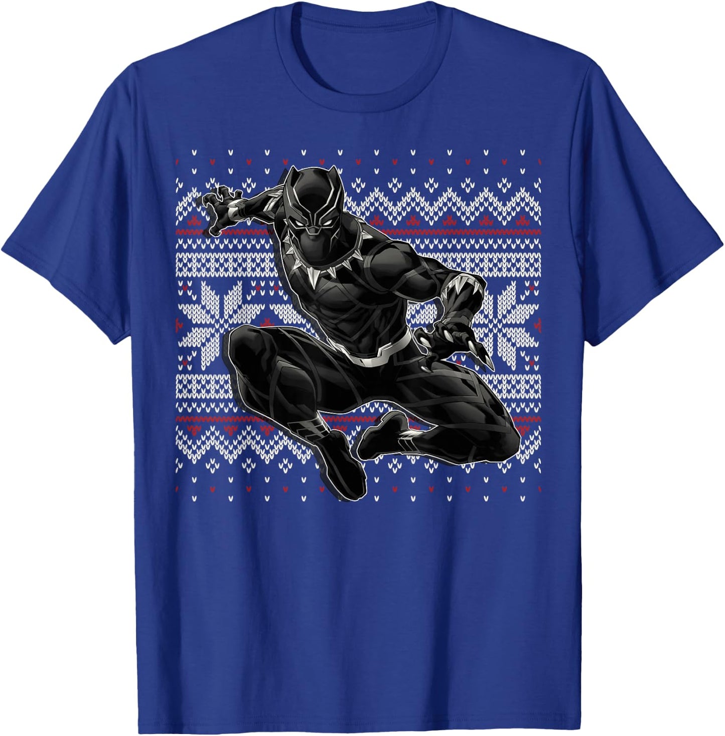 Marvel Black Panther Crouch Ugly Christmas Sweater T-Shirt - T-Shirt | Royal