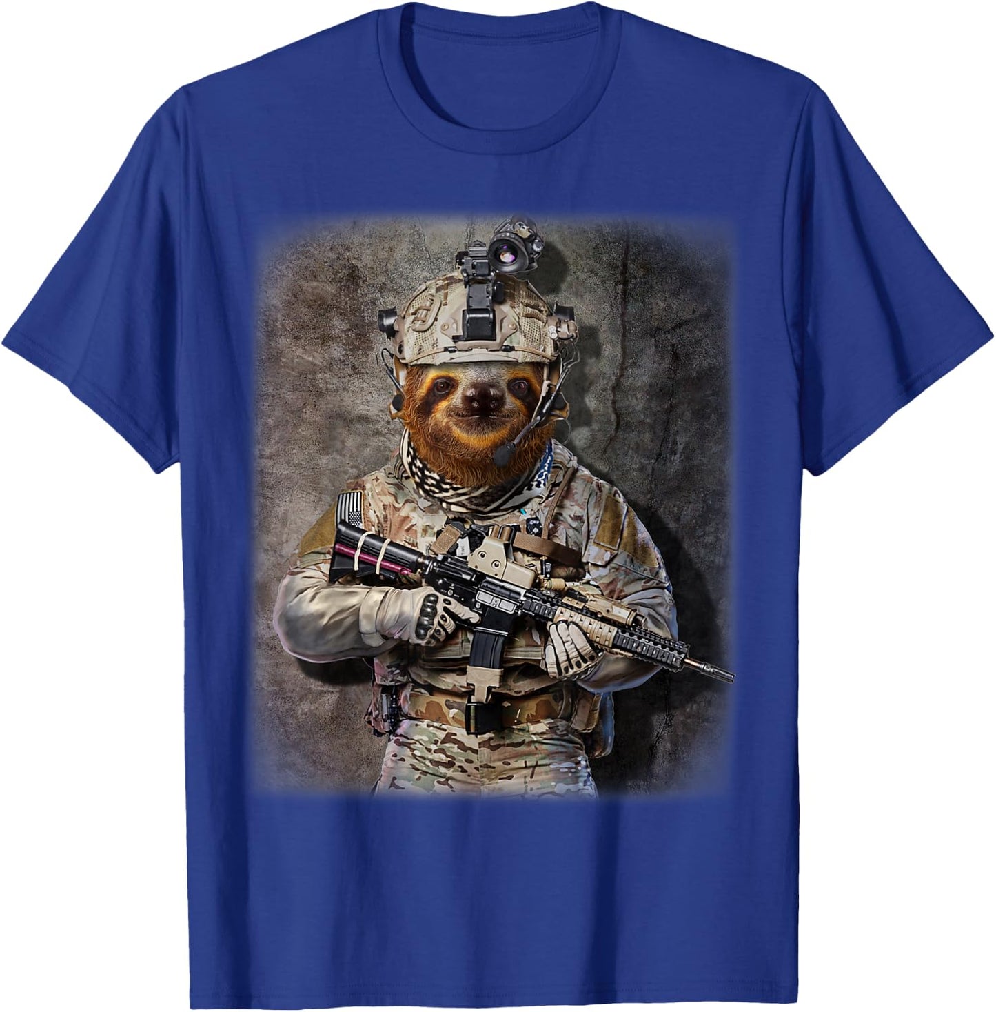 Giant Sloth as Army Commando in Full Tactical Gear T-Shirt - T-Shirt | Royal