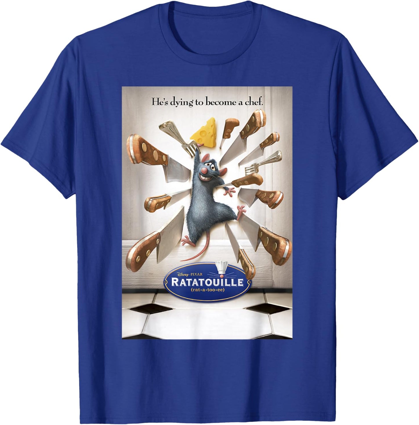 Disney Pixar Ratatouille He's Dying To Become A Chef Poster T-Shirt - T-Shirt | Royal
