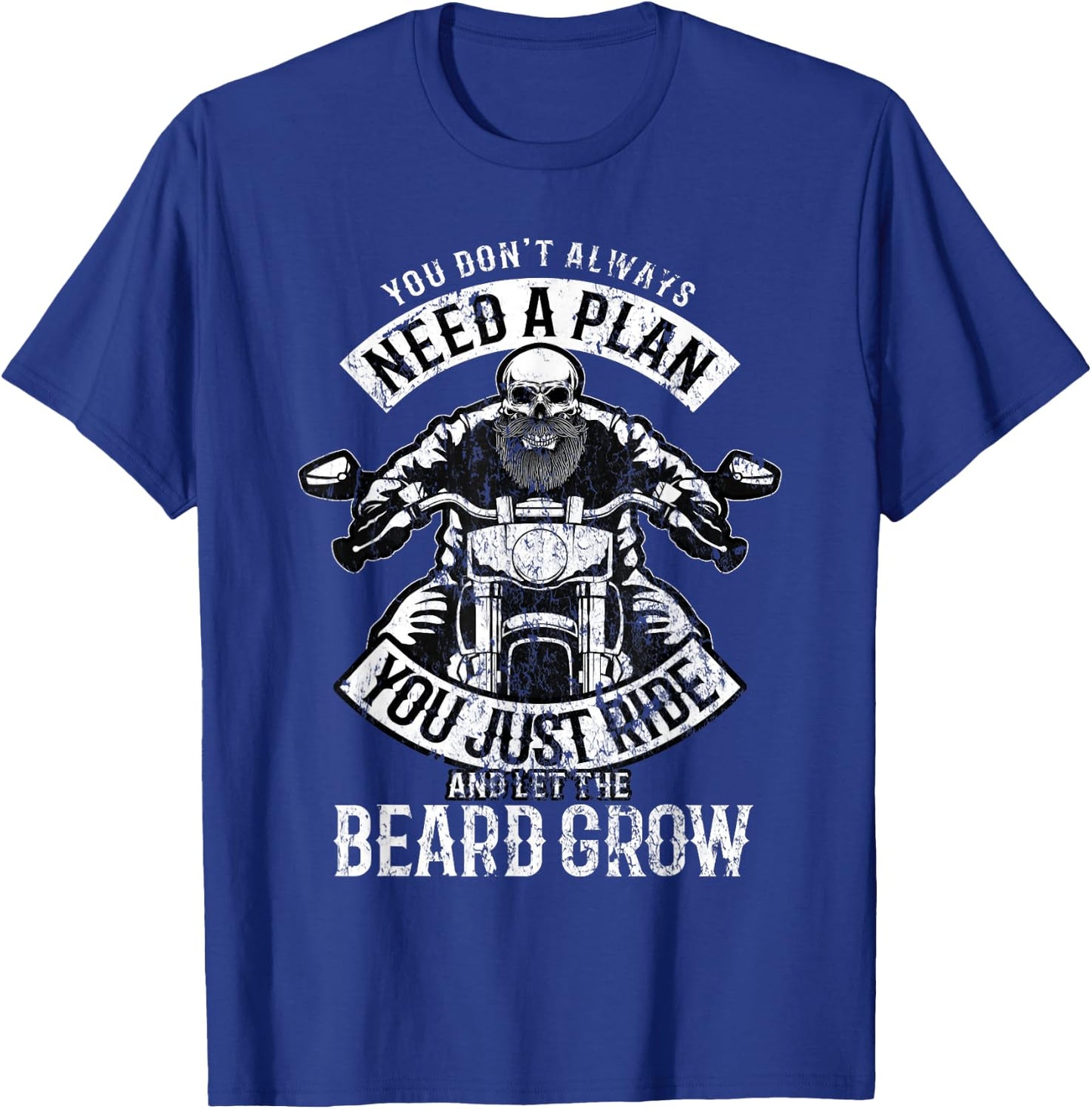 Motorcycle Beard Biker Skull Full Beard Chopper Bike Rocker T-Shirt - T-Shirt | Royal
