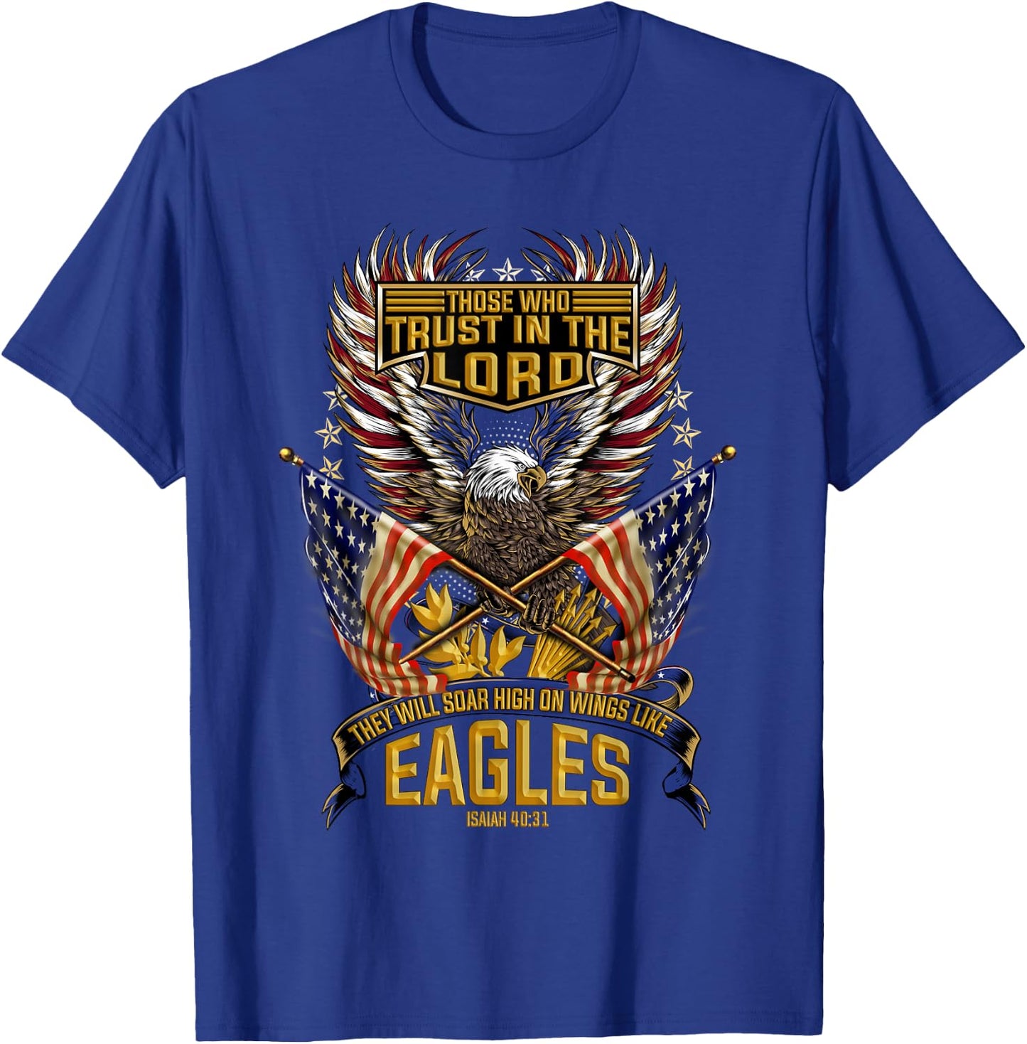 Soar On Wings Like Eagles Christian Patriotic Kids Men T-Shirt - T-Shirt | Royal