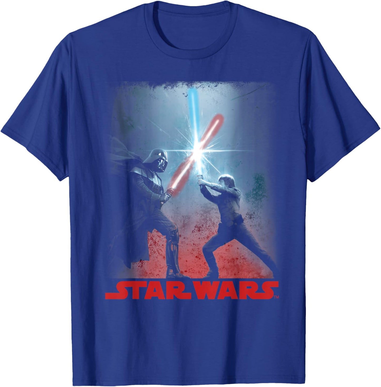Star Wars Darth Vader Luke Skywalker Battle Silhouette T-Shirt - T-Shirt | Royal