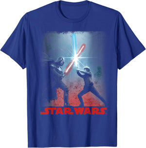 Star Wars Darth Vader Luke Skywalker Battle Silhouette T-Shirt - T-Shirt | Royal
