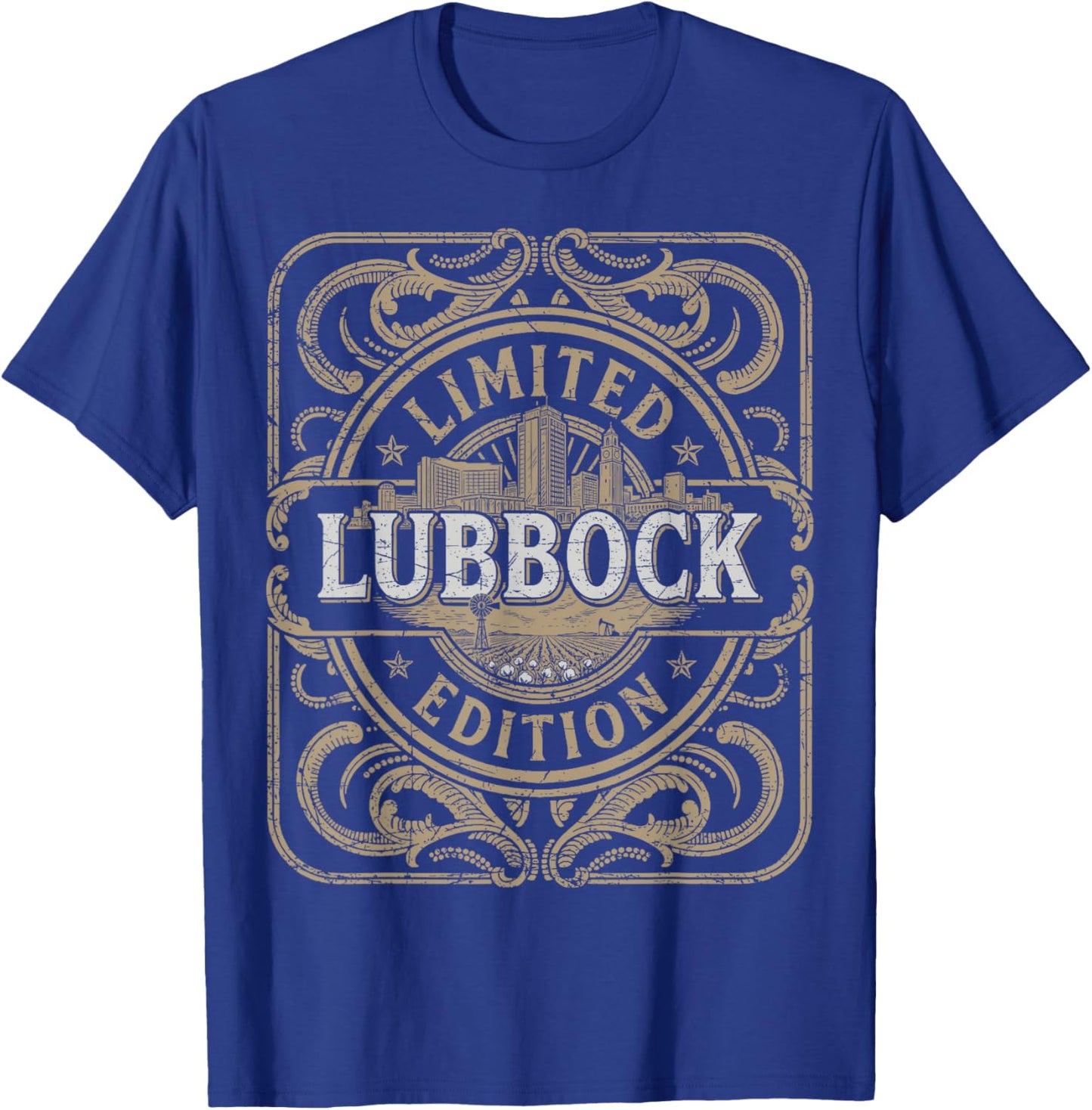Lubbock Vintage Lubbock Texas Retro Lubbock Skyline T-Shirt - T-Shirt | Royal