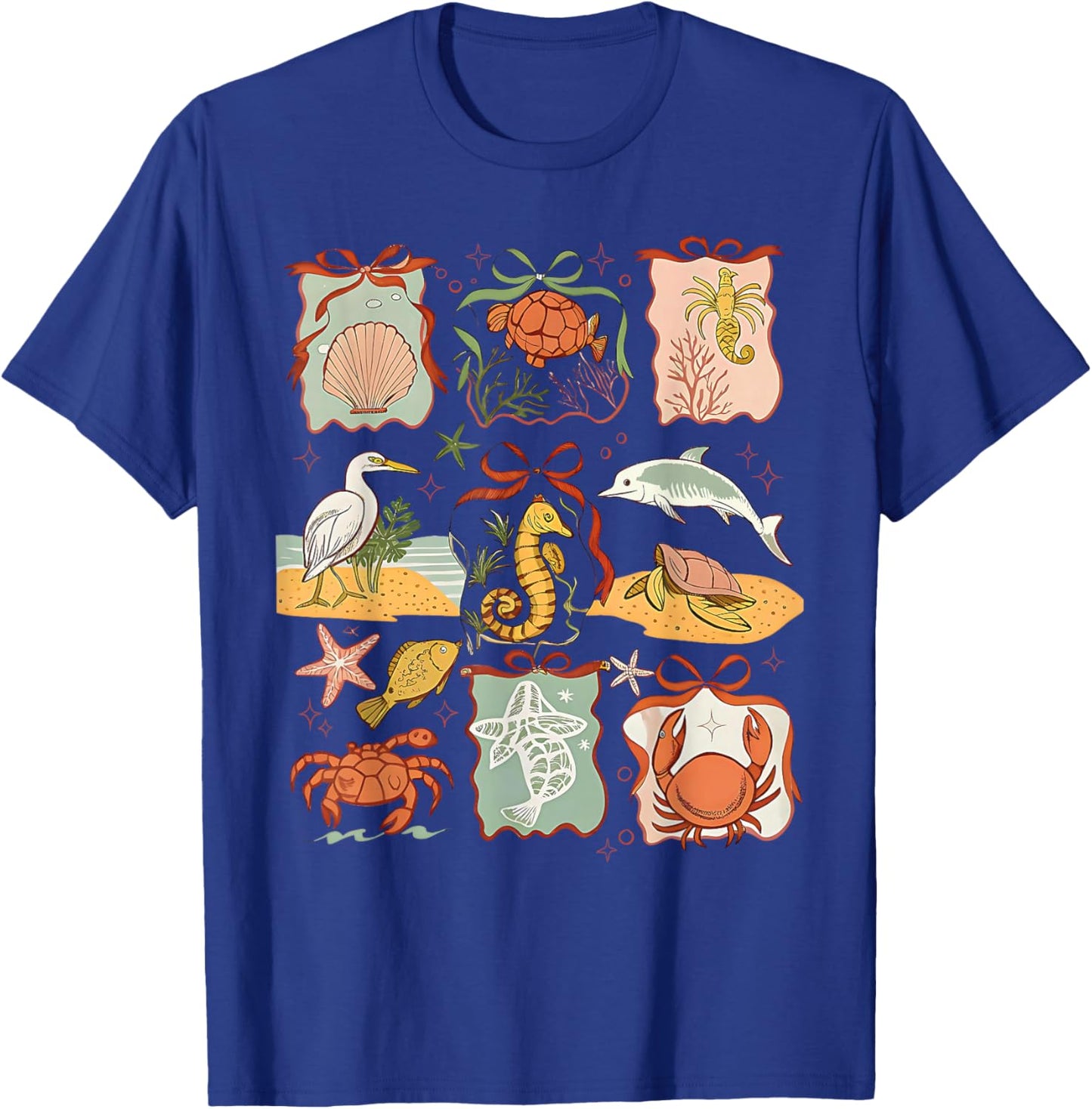 Sea Animal Coquette Bow Summer Vacation Hawaii Beach Family T-Shirt - T-Shirt | Royal