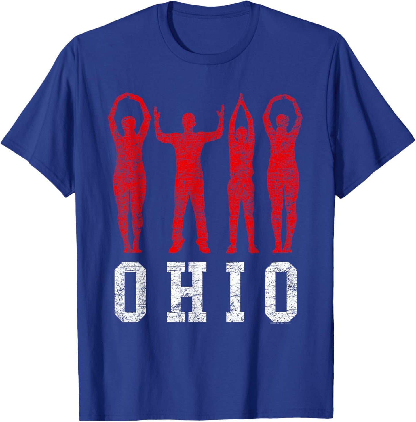 Vintage Ohio People Silhouette O-H I-O Buckeye Home State T-Shirt - T-Shirt | Royal