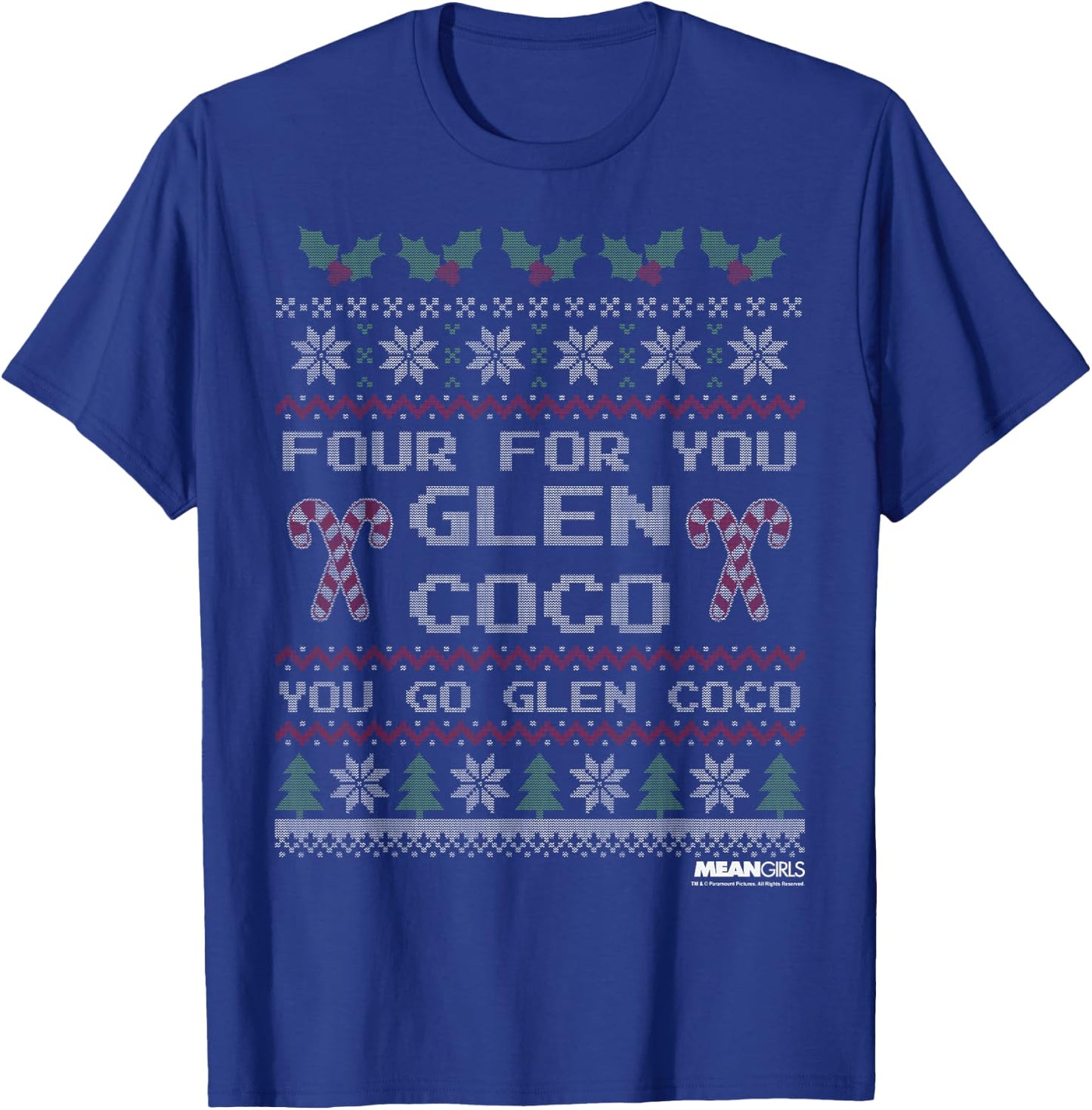 Mean Girls Glen Coco Christmas Sweater Graphic T-Shirt - T-Shirt | Royal