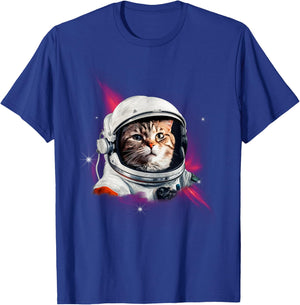 Astro Cat Exploration Space Odyssey Men Women T-Shirt - T-Shirt | Royal