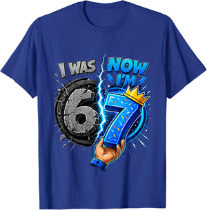 I was 6 Now Im 7 Year Old 7th Birthday Boy 6 7 Birthday T-Shirt - T-Shirt | Royal