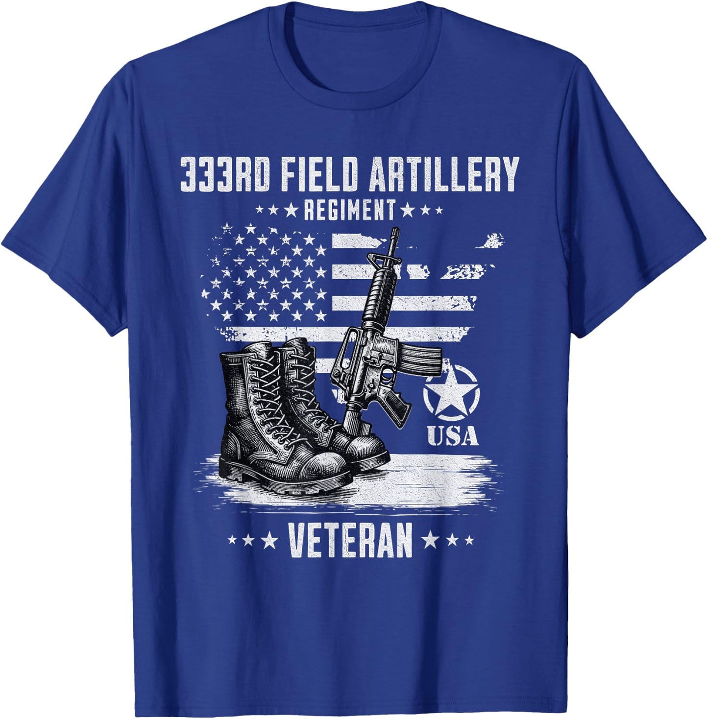 333rd Field Artillery Regiment Veteran Military Distressed T-Shirt - T-Shirt | Royal