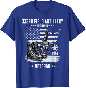 333rd Field Artillery Regiment Veteran Military Distressed T-Shirt - T-Shirt | Royal