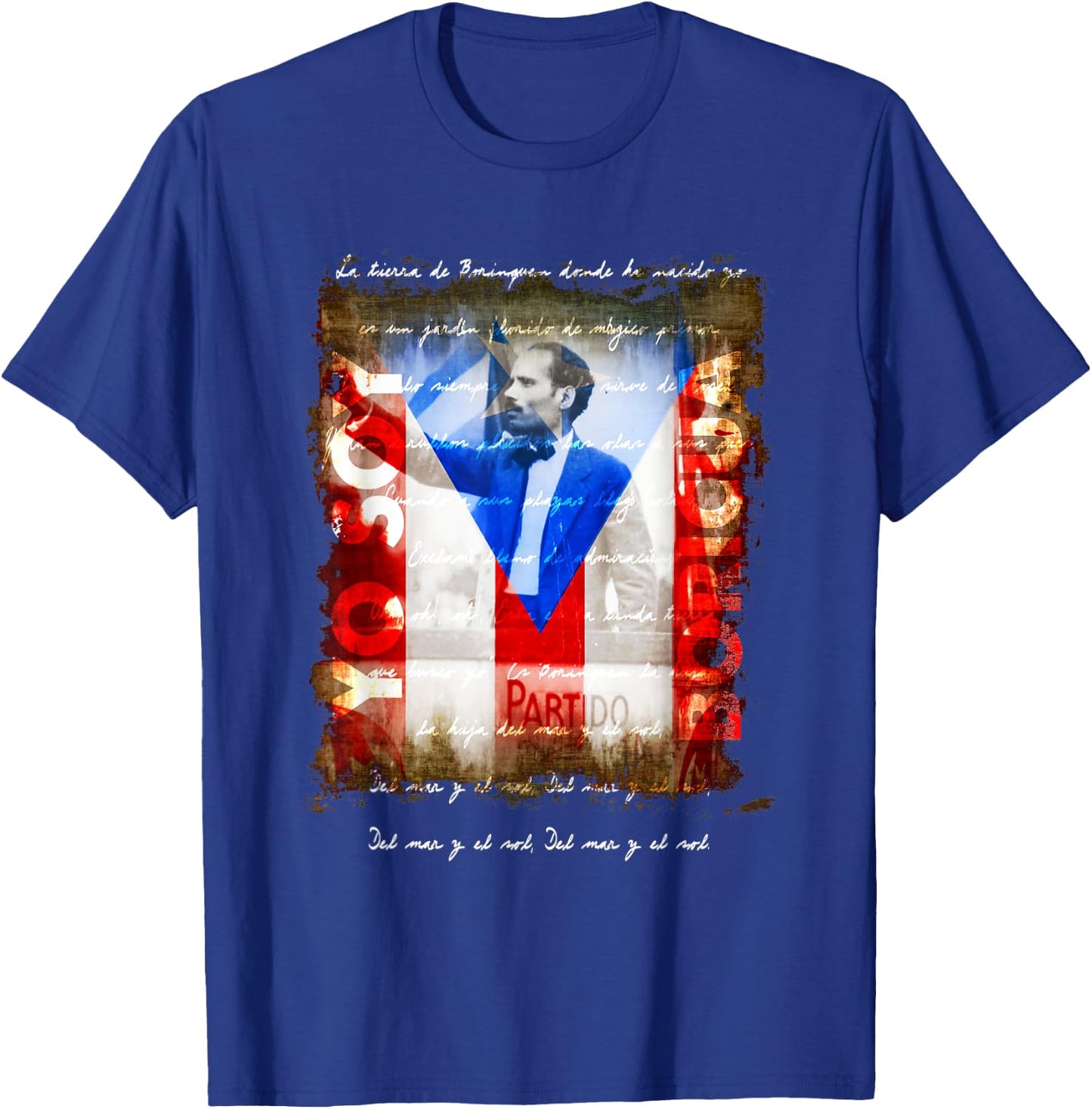 Pedro Albizu Campos Yo Soy Boricua Puerto Rico Flag T-Shirt - T-Shirt | Royal