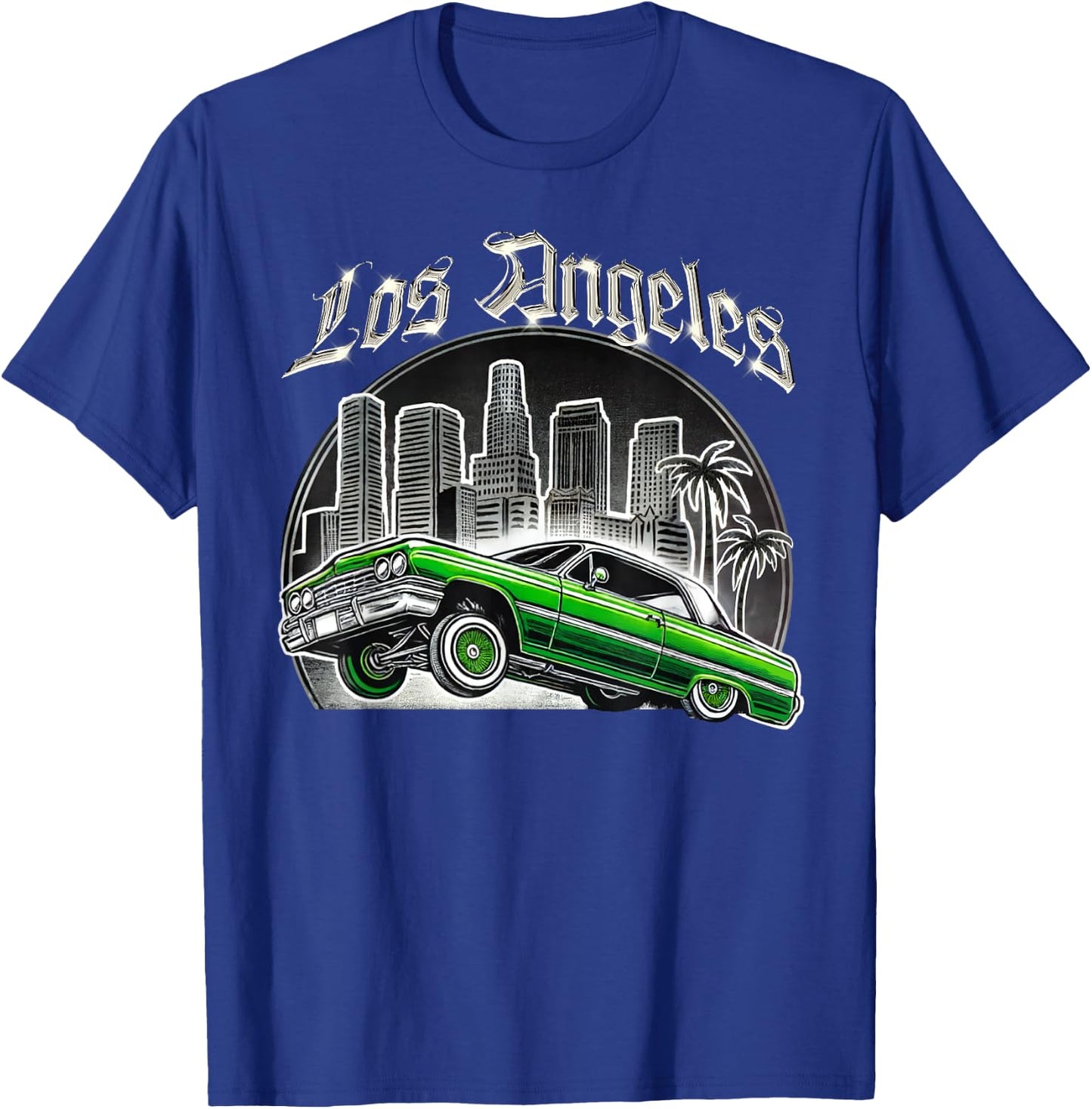 Los Angeles Lowrider Skyline California Latino Mexican Cholo T-Shirt - T-Shirt | Royal
