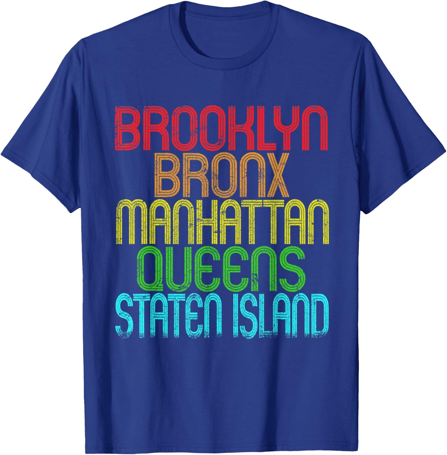 The 5 Boroughs Of New York City Retro Vintage 80s T-Shirt - T-Shirt | Royal