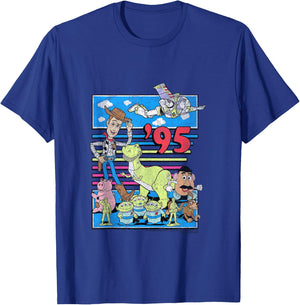 Disney Pixar Toy Story 95 Retro Distressed Colorful T-Shirt - T-Shirt | Royal