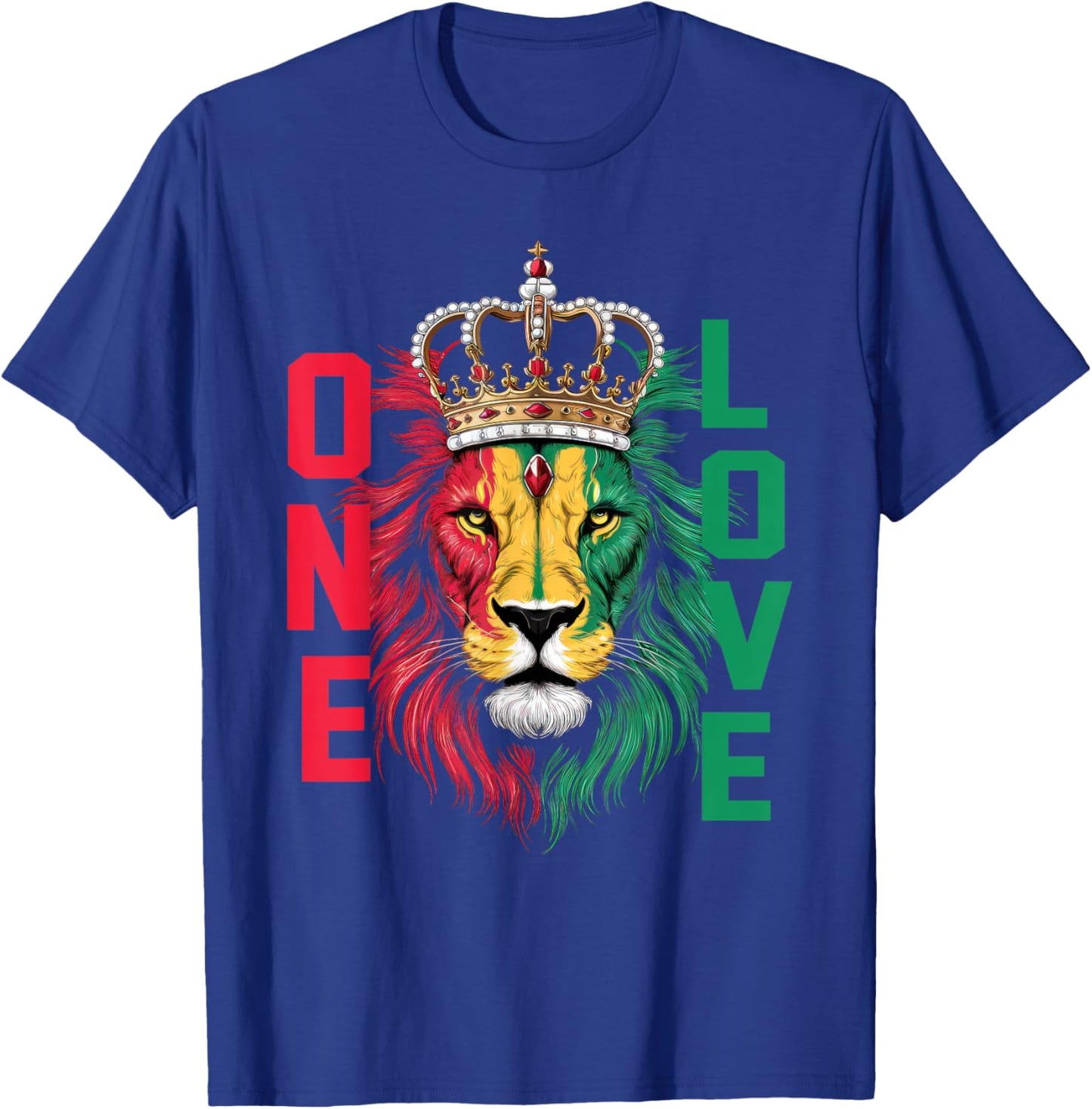 One Love Rasta Lion Jamaican Pride Reggae African T-Shirt - T-Shirt | Royal