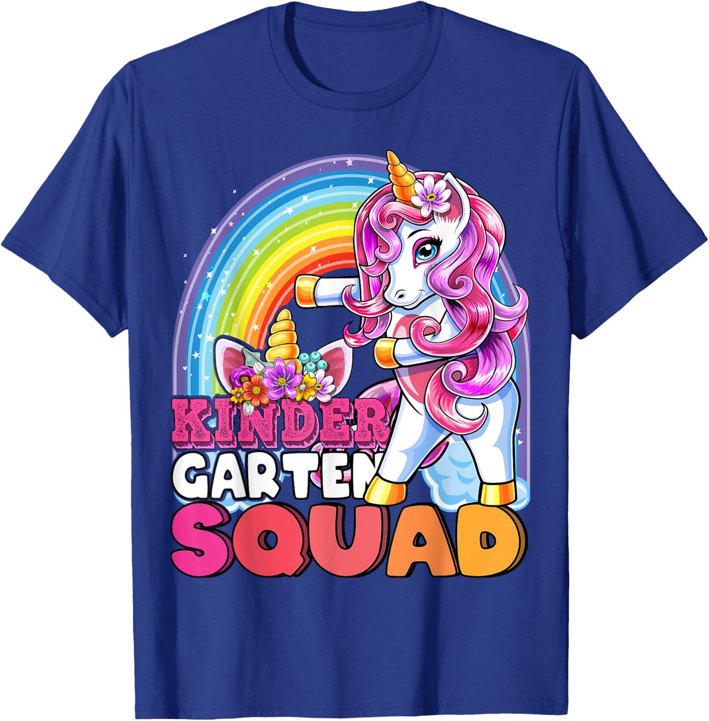 Kindergarten Squad Flossing Unicorn Back to School Shirt T-Shirt - T-Shirt | Royal