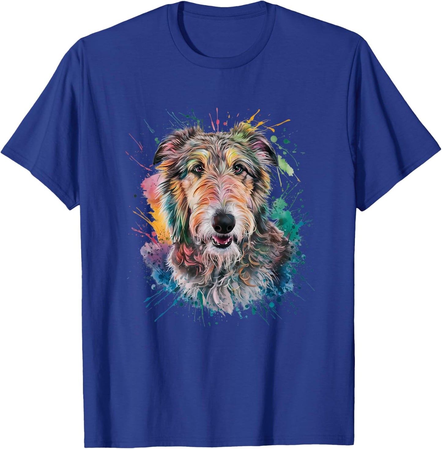 Men Woman Colorful Watercolor Irish Wolfhound T-Shirt - T-Shirt | Royal