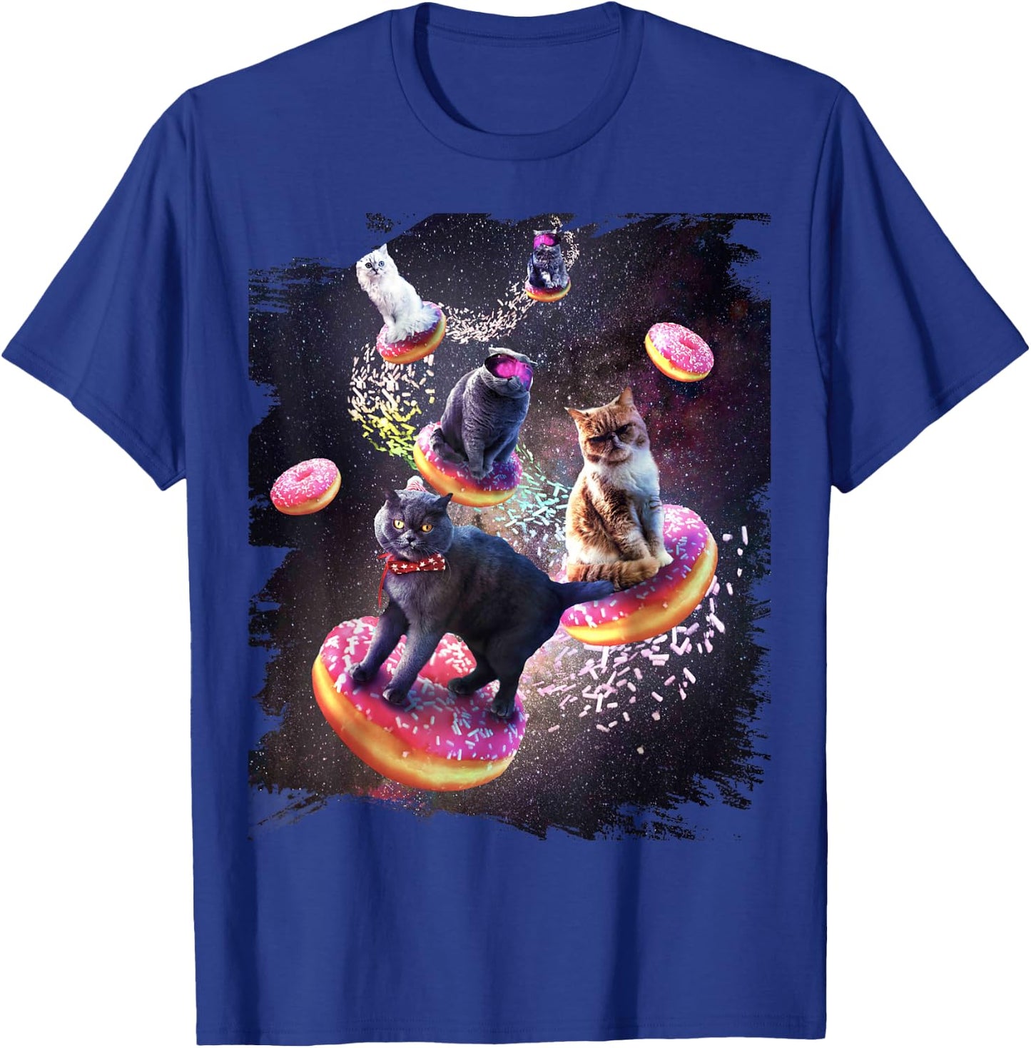 Galaxy Cat Donut - Space Cats Riding Doughnuts T-Shirt - T-Shirt | Royal